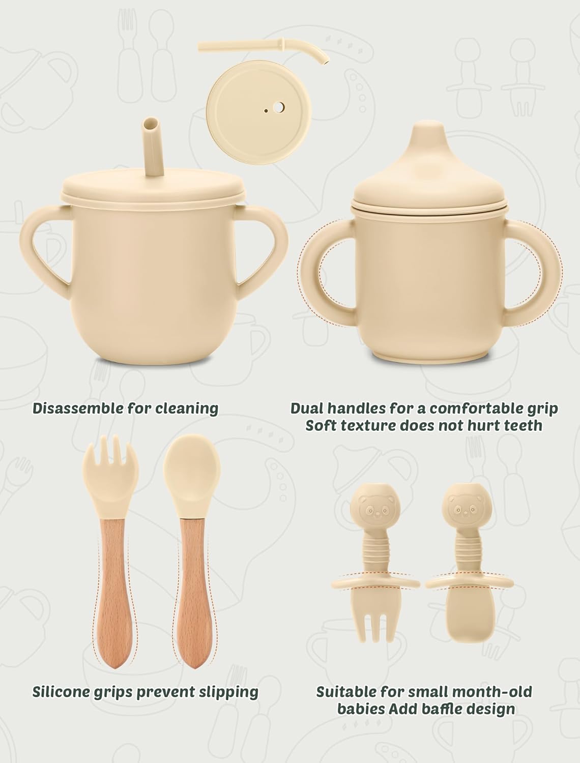 Thumbnail 6 de JELLDJK SBFS-4 Silicone Baby Feeding Set, 9 Pieces with Suction Plate