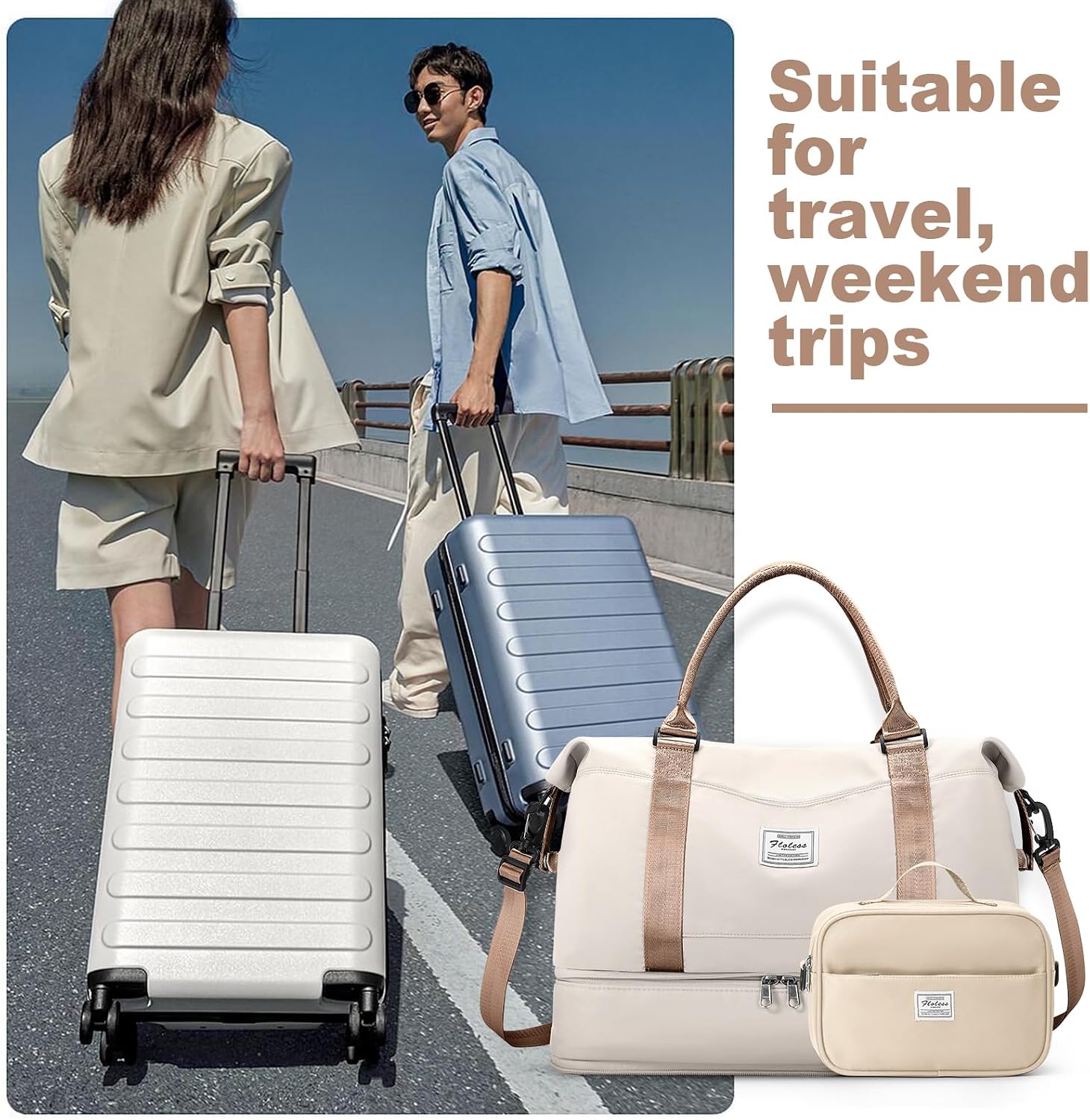 Thumbnail 3 de Ryanair Underseat Cabin Bag 40x30x20cm (Beige-Brown) with Expansion, Wet Pocket and Shoe Compartment
