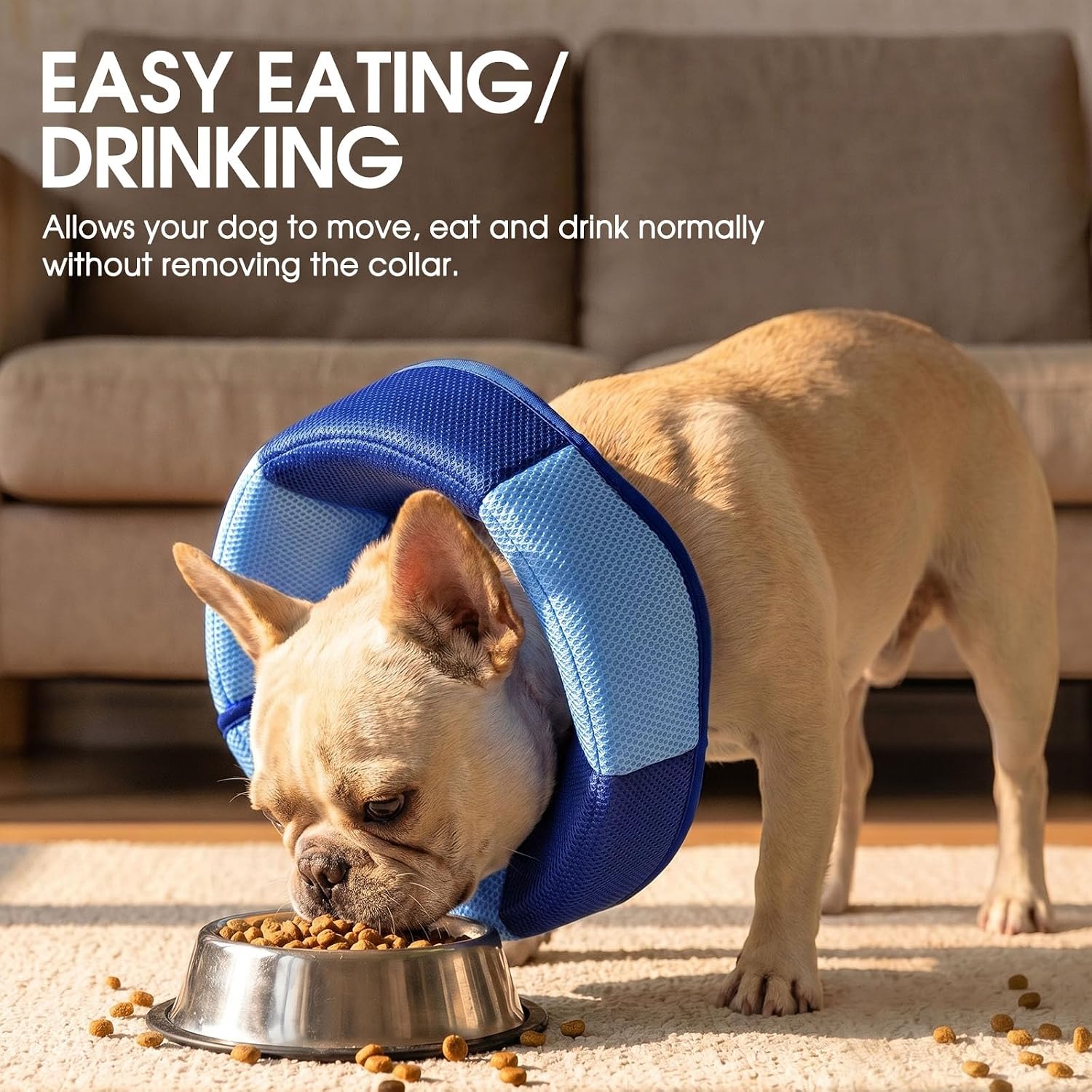 Detalle 1 de SUNFURA 1308-650BQ-DarkBlue-L Soft Dog Recovery Cone, Dark Blue Mesh