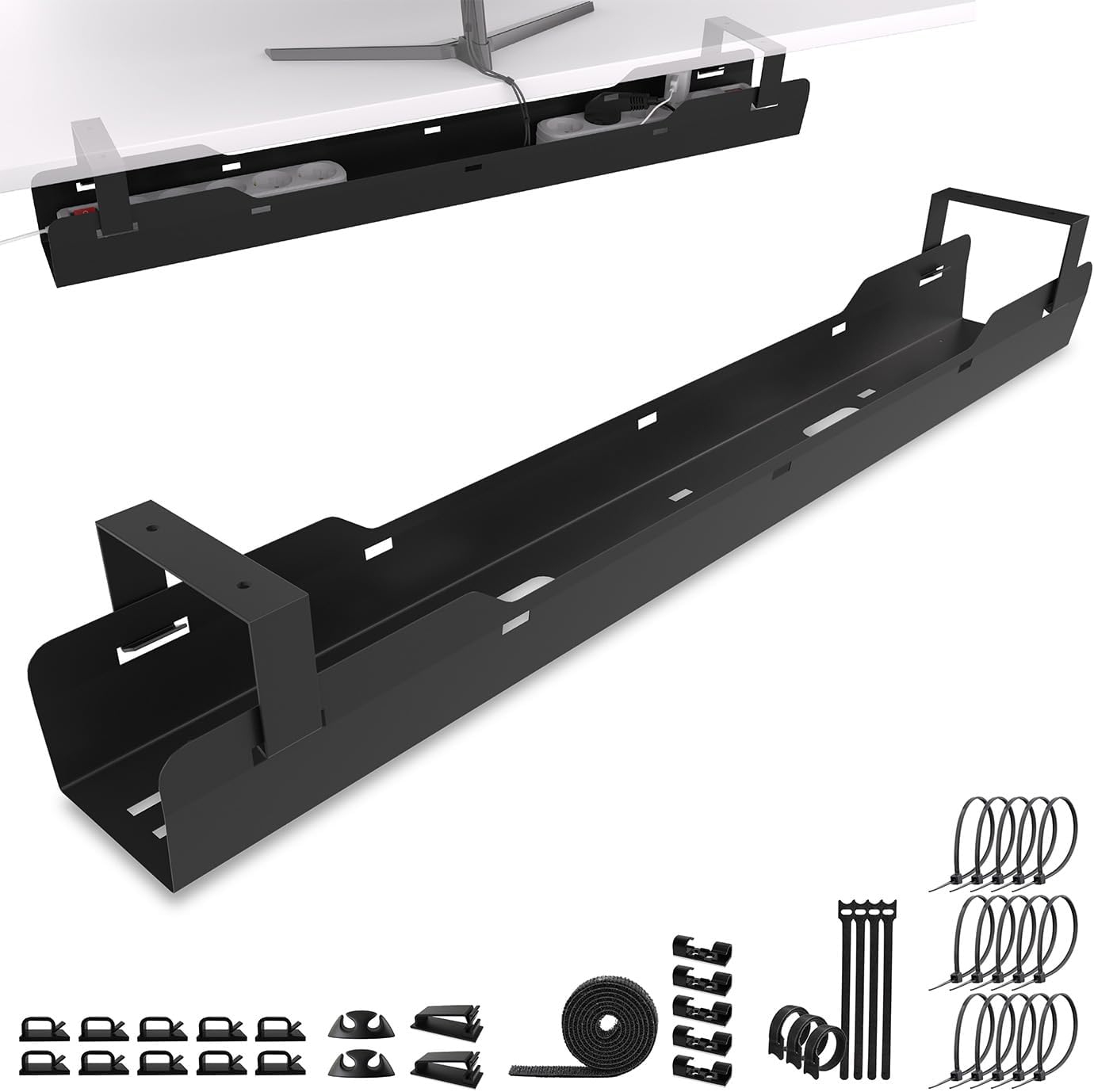 Detalle de Ultimate Setup kabelgoot voor bureau, zwart, openklapbaar en tot 15 kg