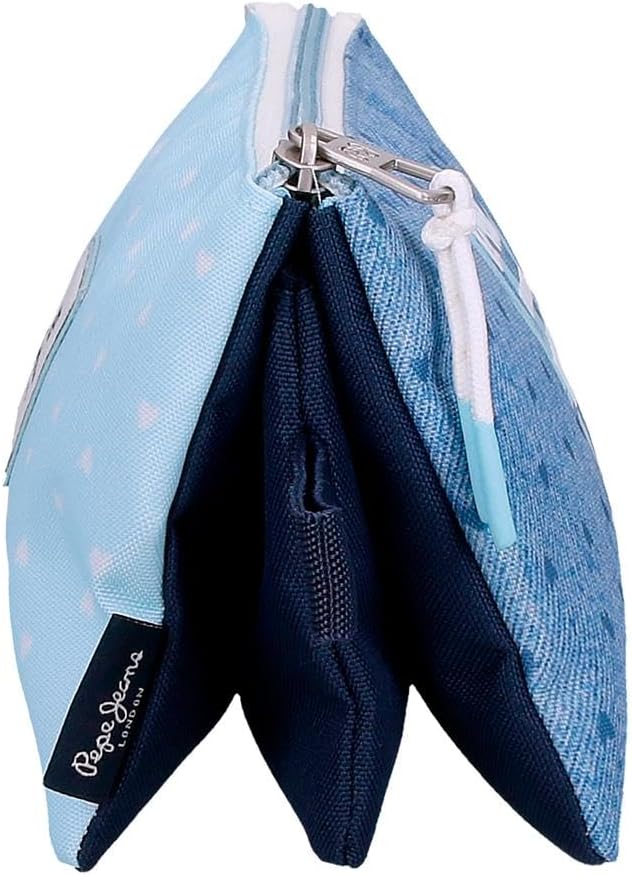 Detalle 2 de Pepe Jeans Noni Denim Astuccio Triplo Blu 22x12x5 cm in Poliestere – Organizzazione e Stile