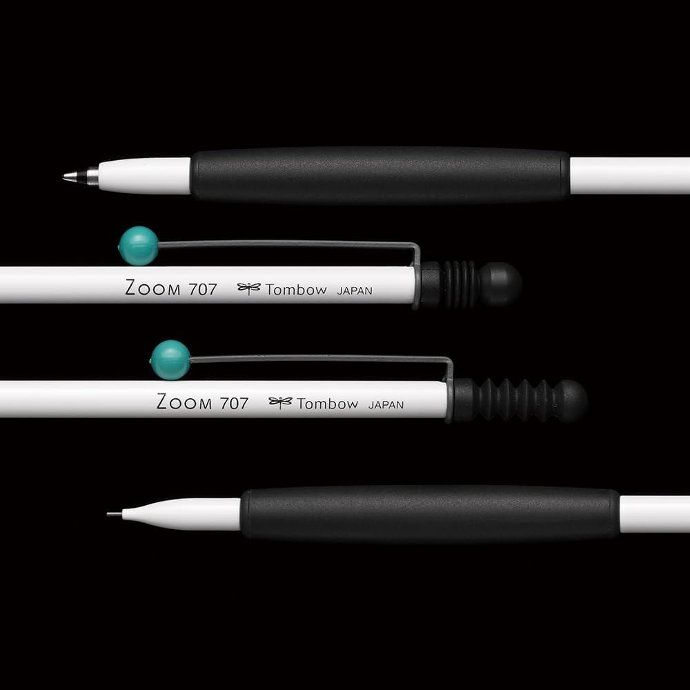 Detalle de トンボ鉛筆 ZOOM 707 SH-ZS03AZ シャープペンシル 0.5mm ホワイトブラック、真鍮軸・ギフトケース付