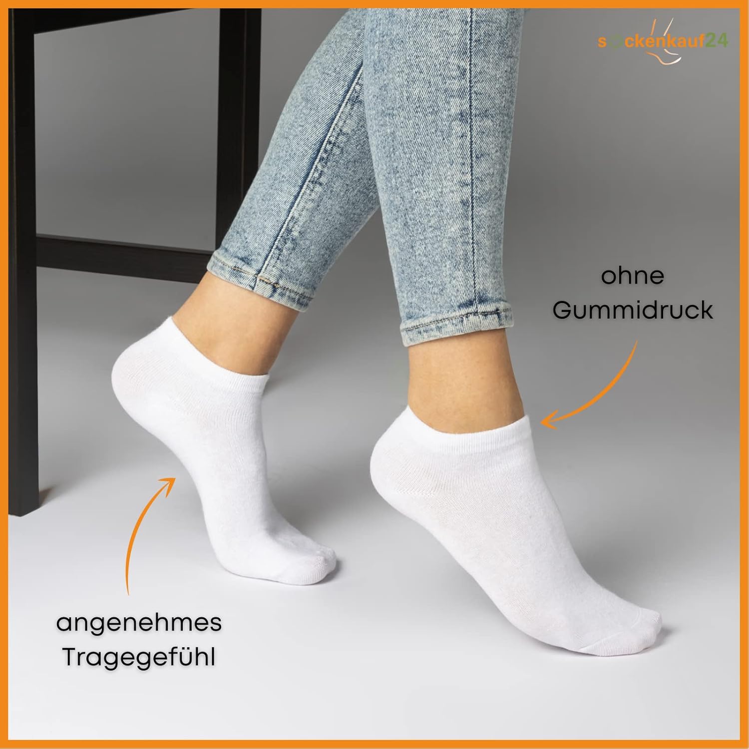 Detalle 2 de Sneaker Socken Damen & Herren – 10 | 20 | 30 Paar, Schwarz & Weiß, Baumwolle