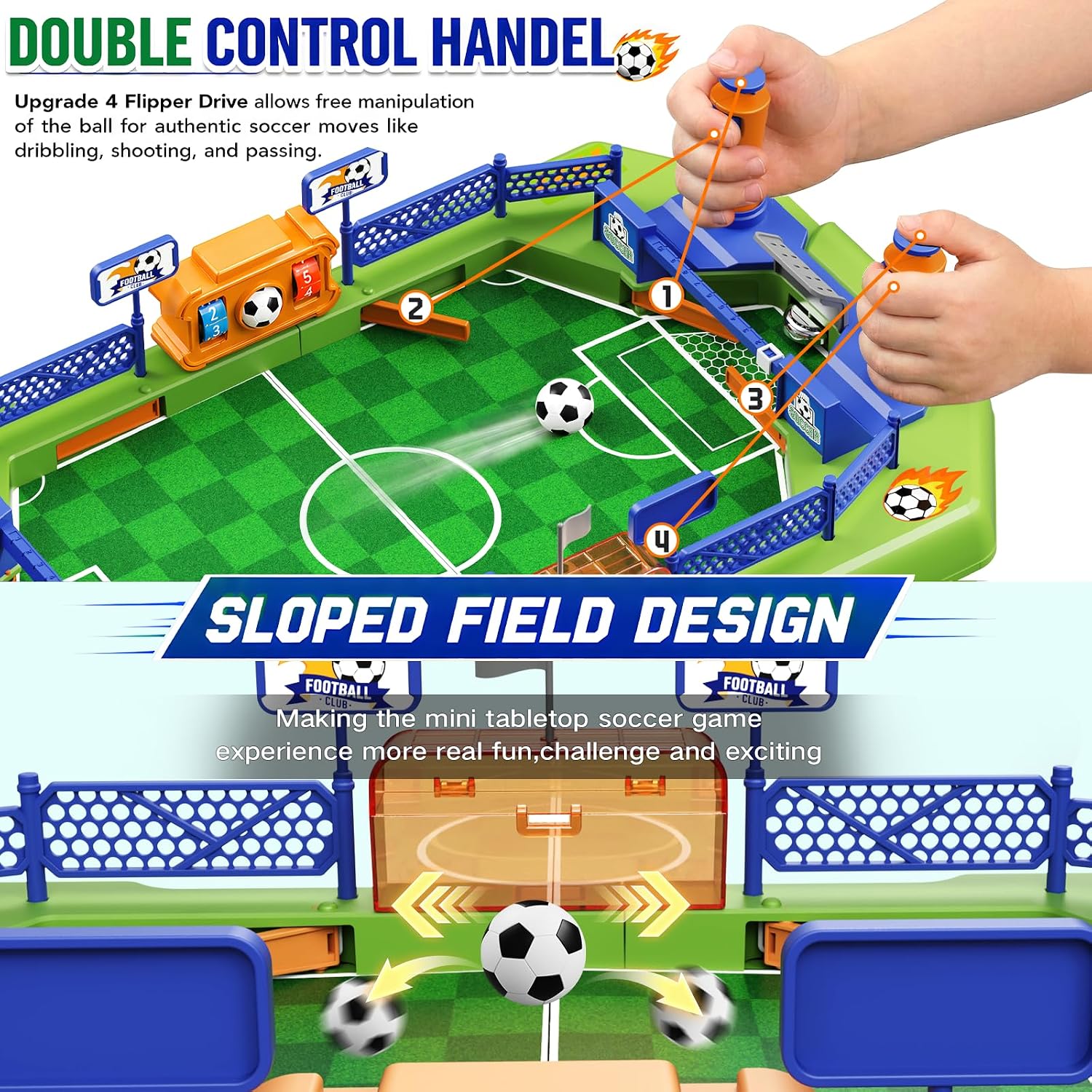 Detalle 2 de Mini Foosball Table Game for Kids — Portable Soccer Board Game