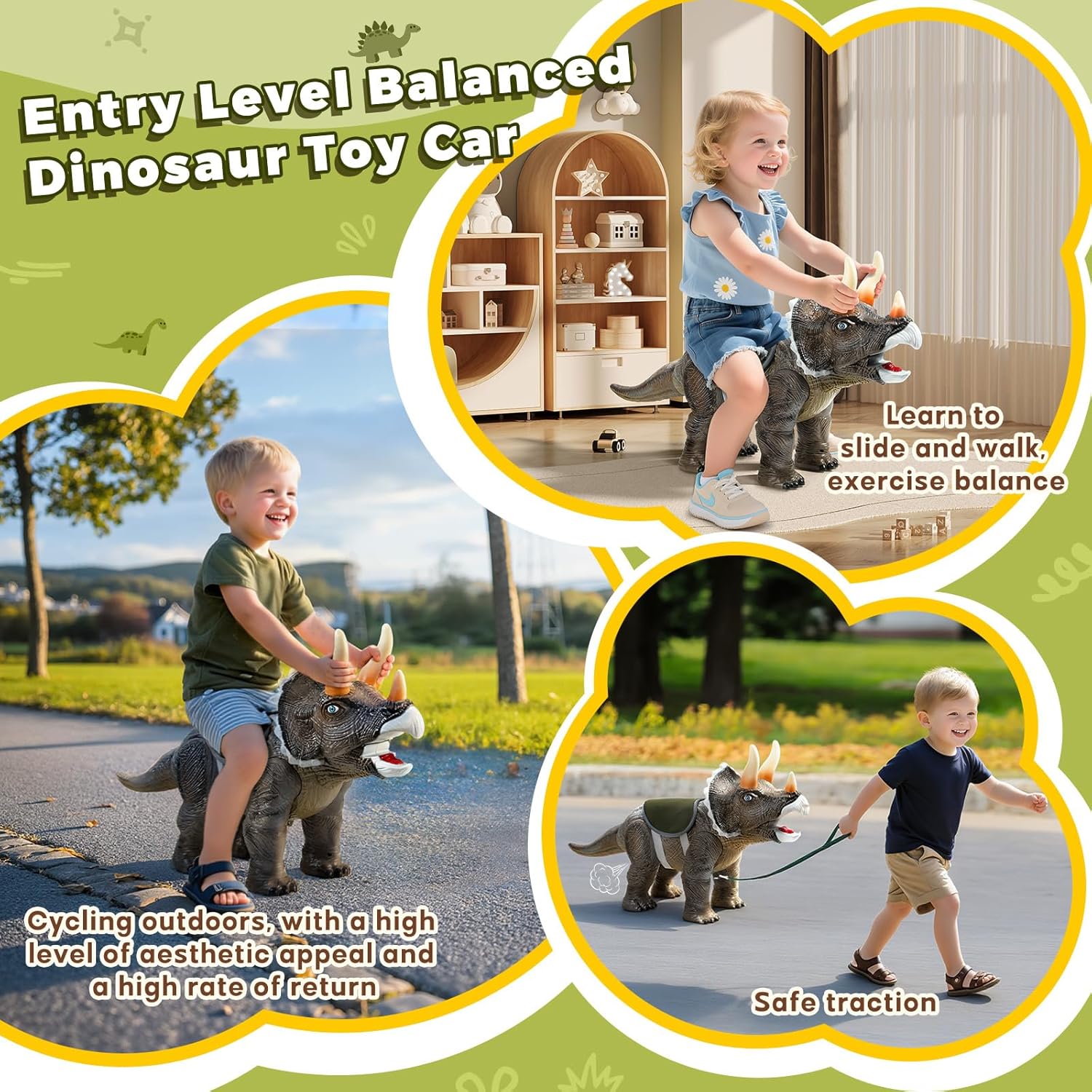 Thumbnail 3 de Twinkoo Triceratops Ride-On Push Car for Kids with Sound & Light Effects