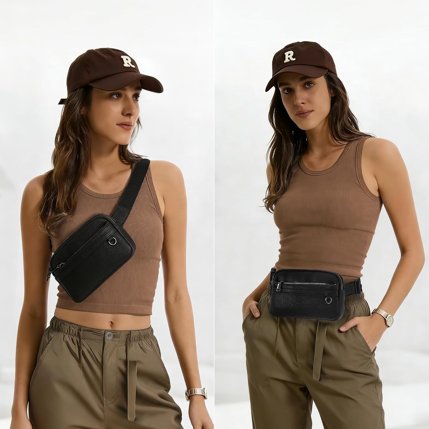 Thumbnail 1 de TANTOMI Umhängetasche Damen & Bauchtasche Damen – kompakte Crossbody- und Gürteltasche mit Zwei-Wege-Reißverschluss