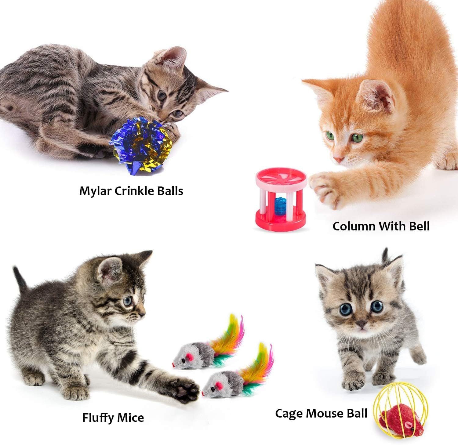 Detalle 1 de AILUKI N-CTTY-35 Cat Toy Set, 35-Piece Indoor Variety Pack with Tunnel