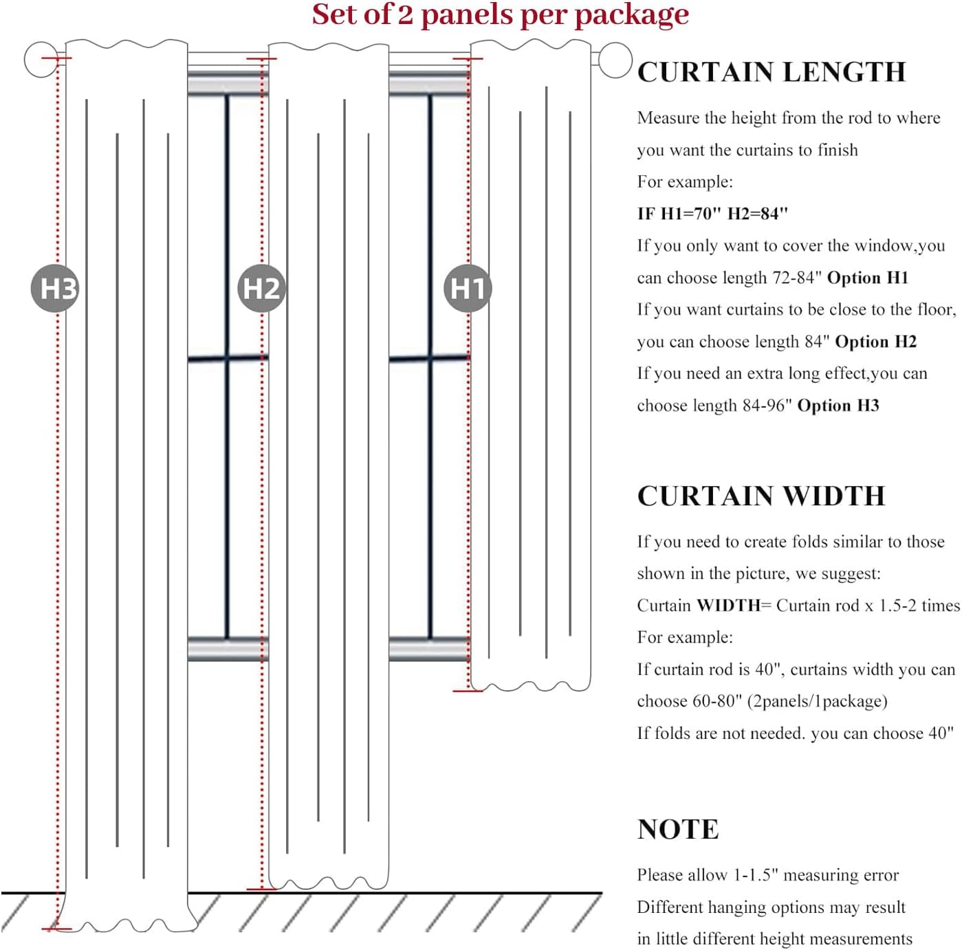 Detalle 2 de 100% Blackout Curtains 84 Inch 2-Panel Set 🪟