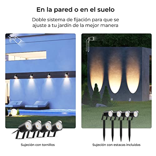 Detalle de Set 4 focos outdoor SmartLED KSIX: iluminación RGBWIC conectada y resistente al exterior