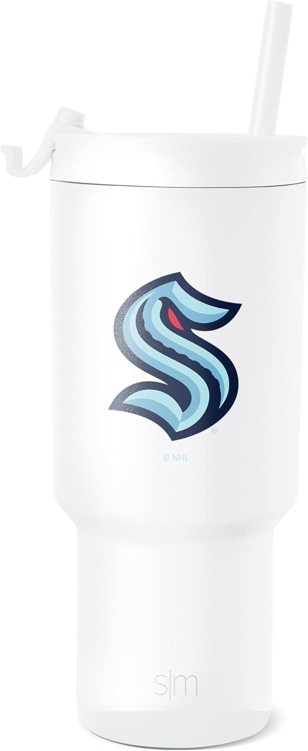 Detalle de Simple Modern Officially Licensed NHL 30 oz Tumbler with Flip Lid and Straws (Trek Collection)
