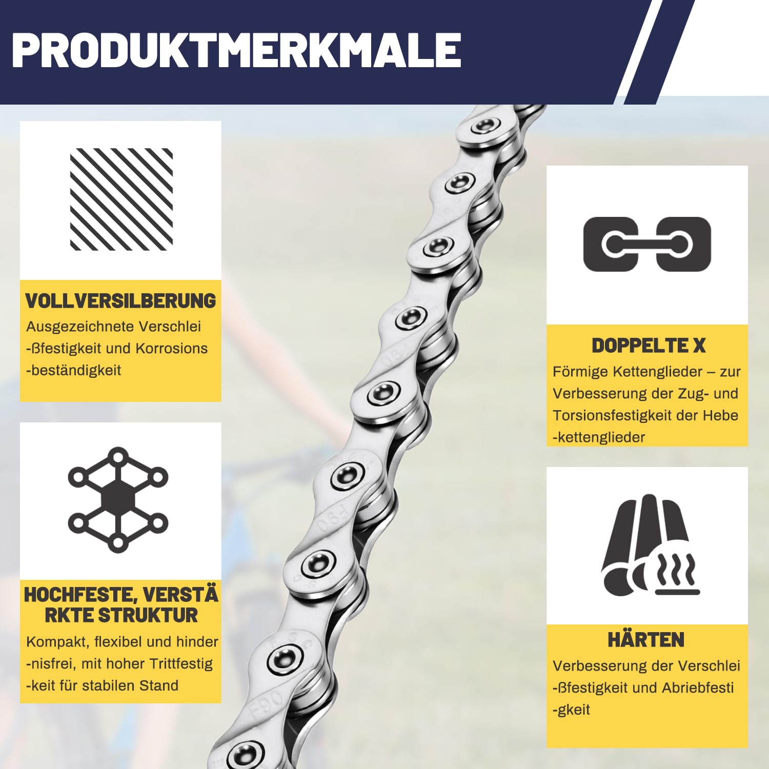 Detalle de Wicbb 9-fach Fahrradkette 116 Glieder mit Kettenschloss – 9S MTB/Rennrad