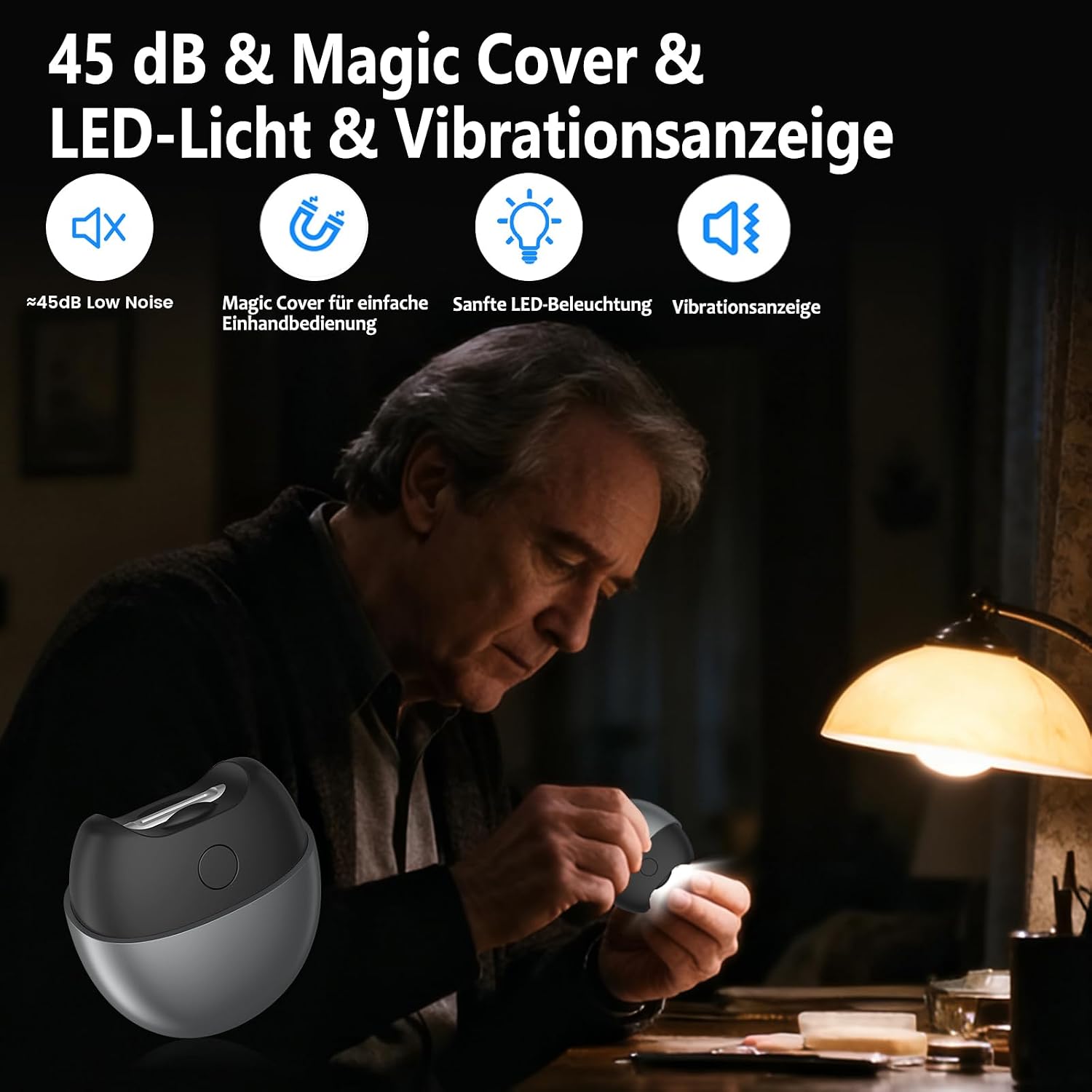 Thumbnail 3 de Aokitec Elektrischer Nagelknipser mit LED, 2-Gang-Vibration und Sammelrate > 90%