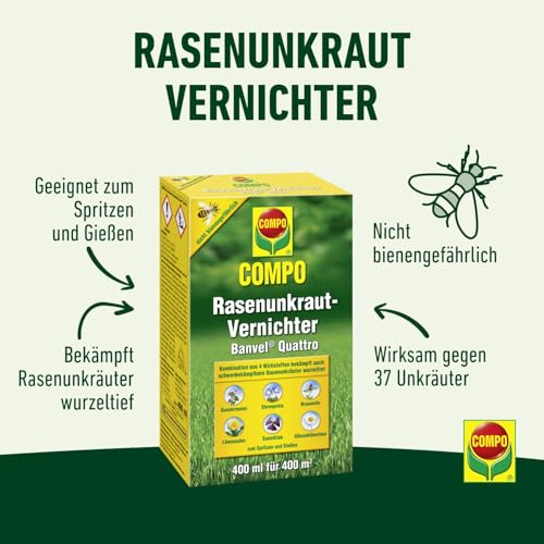 Detalle de COMPO Rasenunkraut-Vernichter Banvel Quattro – Konzentrat 400 ml (400 m²)