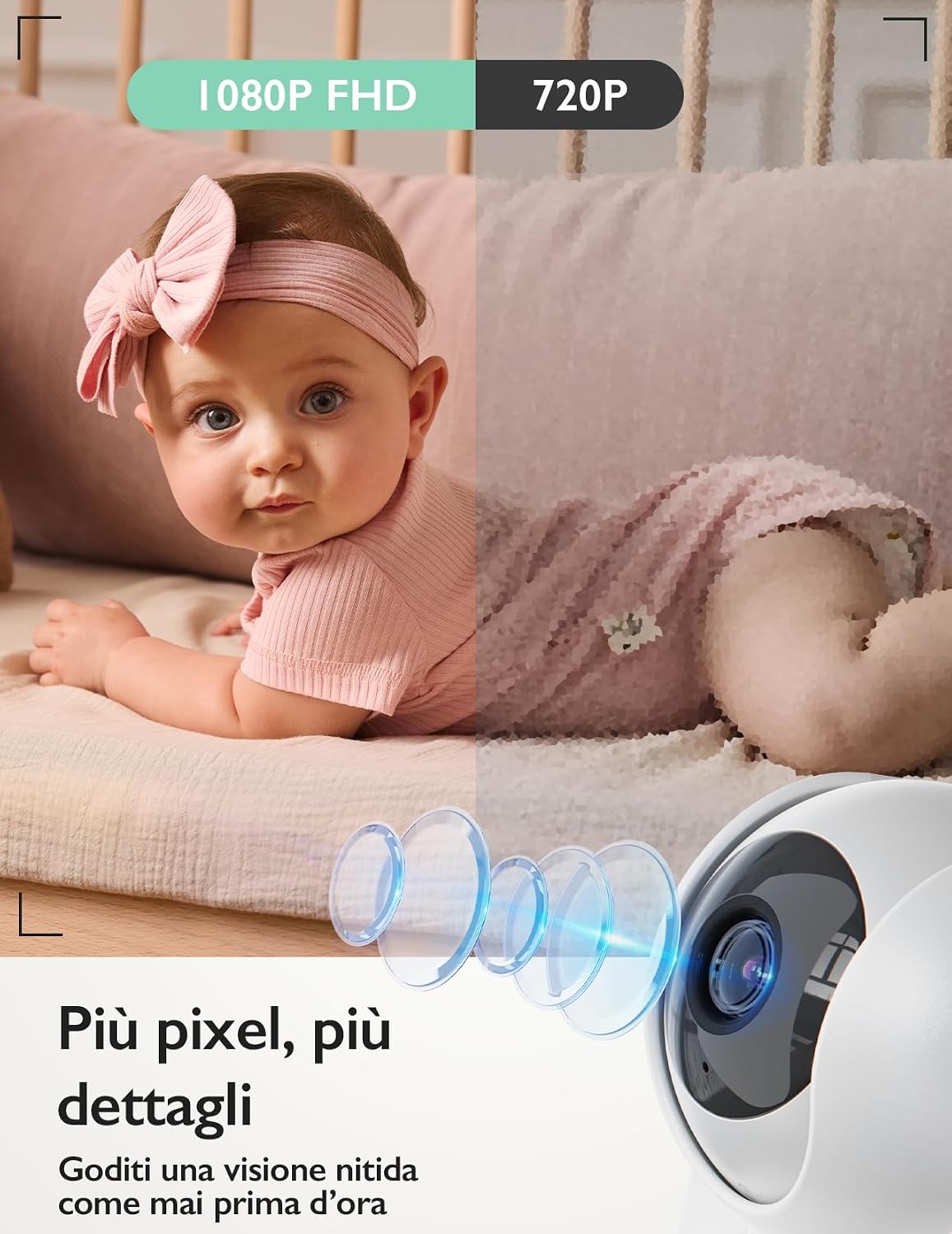 Thumbnail 3 de momcozy Baby Monitor 5.5" Full HD 1080P con 2 telecamere, schermo diviso e batteria 5000mAh (senza WiFi)
