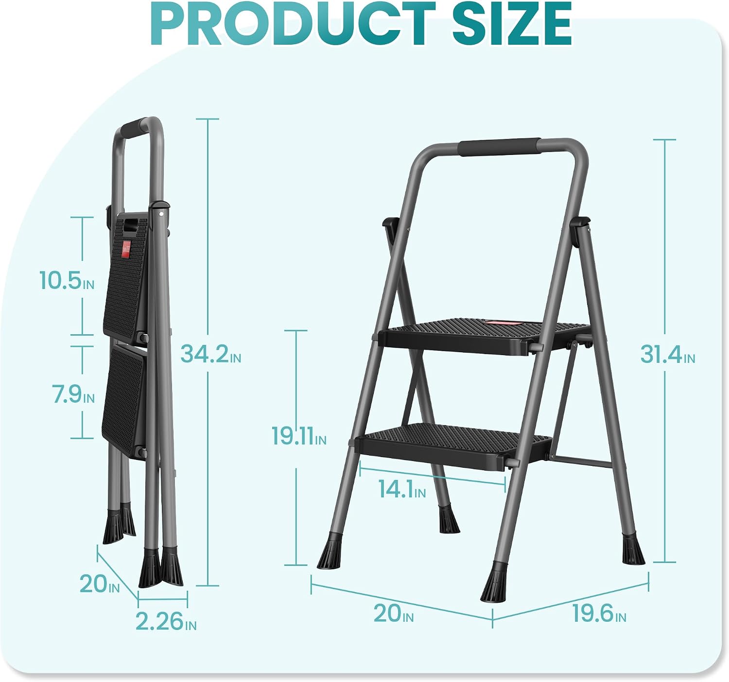 Detalle de HBTower Folding Step Ladder, 300 lb Capacity