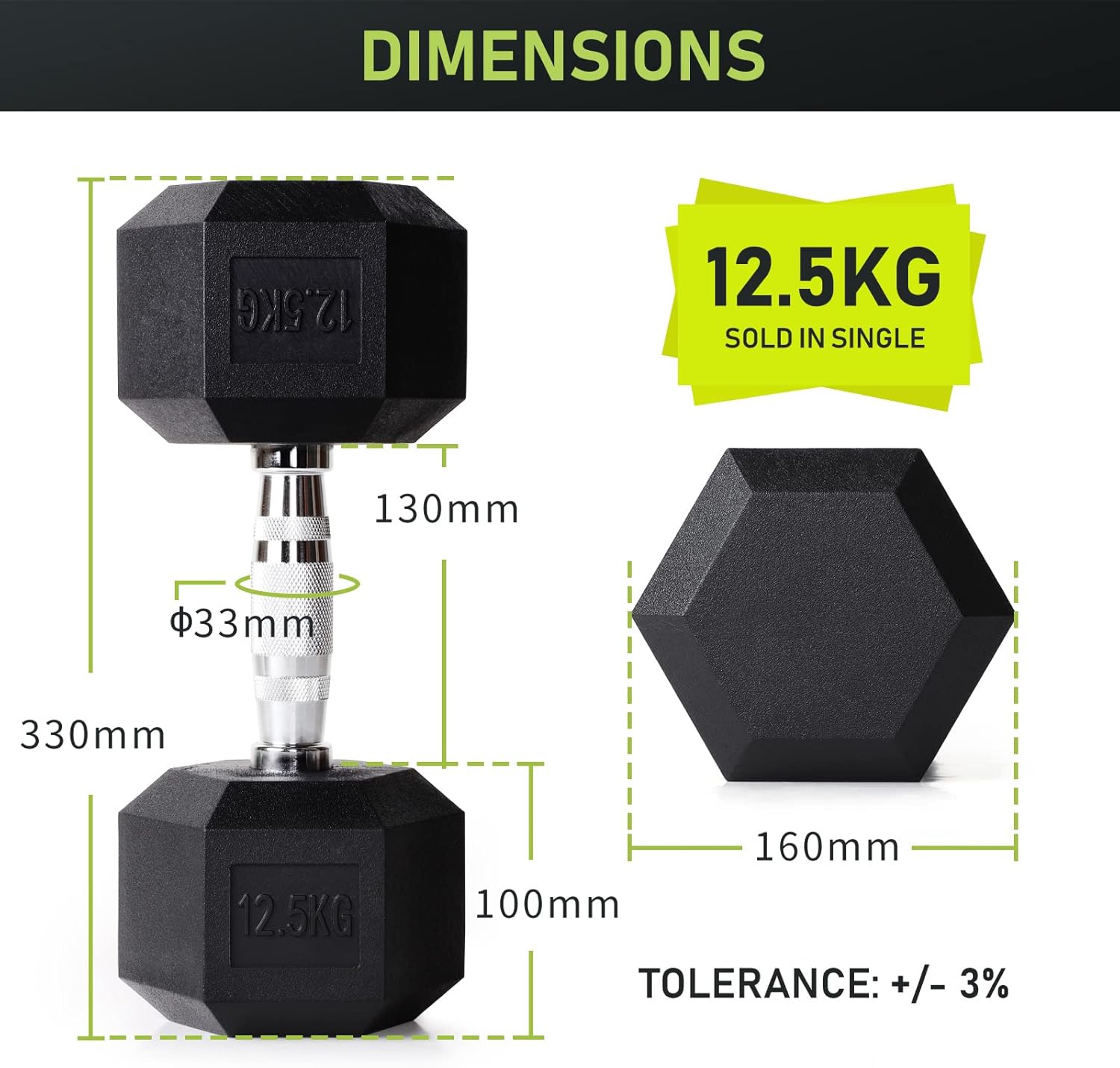 Detalle de PhysKcal Hex Dumbbells Set (2.5KG–30KG): Odourless Poly Rubber Encased Weights