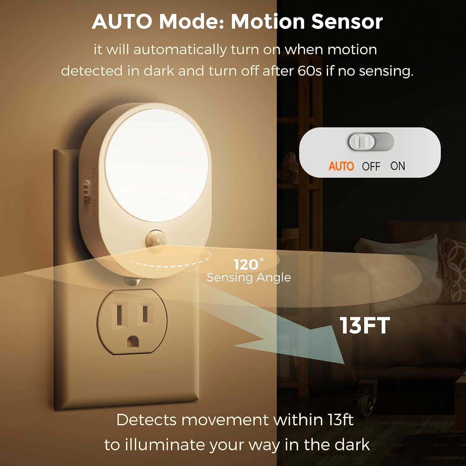 Thumbnail 2 de L LOHAS LED GY123US-3000K-2 Plug-In Motion Sensor Night Light, 2-Pack
