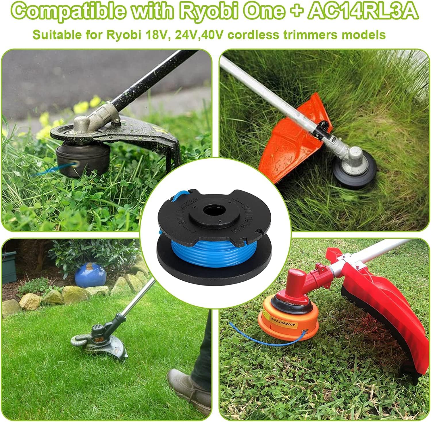 Thumbnail 5 de MOECSHSY Strimmer Spool & 1.6mm Double Autofeed line for Ryobi ONE+ (compatible replacement, 4-pack)