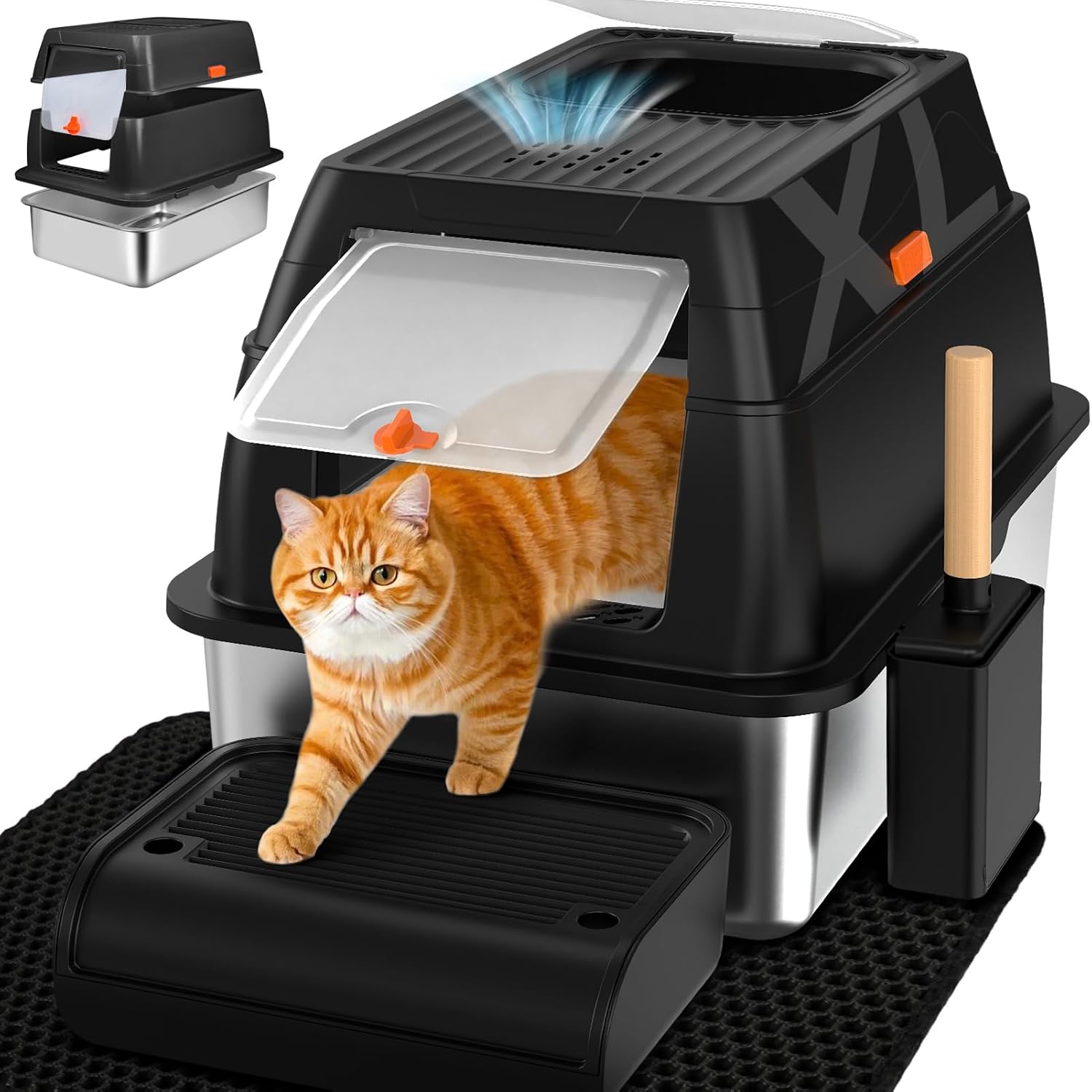 Detalle de SZEETECH Katzenklo Edelstahl XL 60×40×39,5 cm