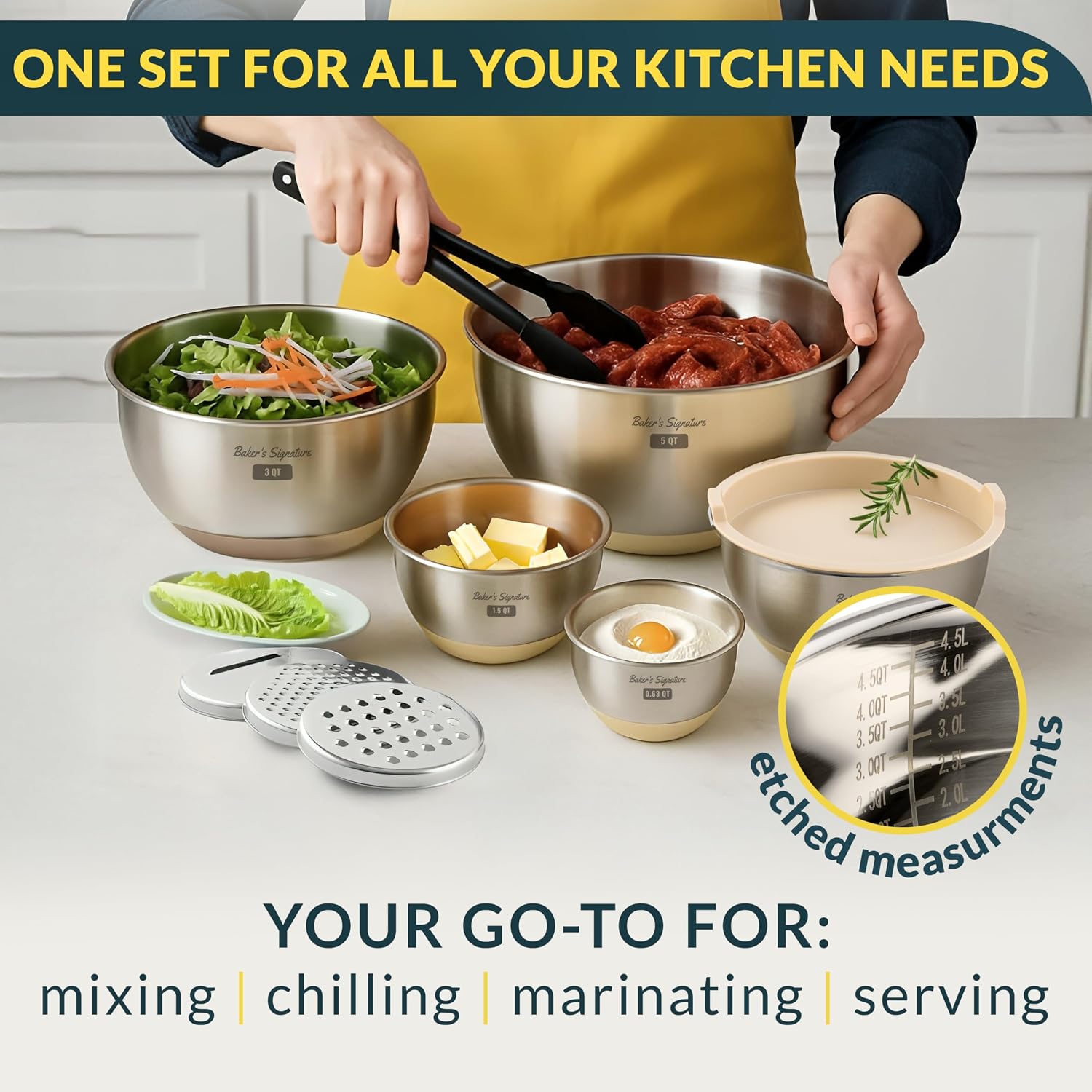 Thumbnail 6 de Baker's Signature Mixing Bowls with Lids