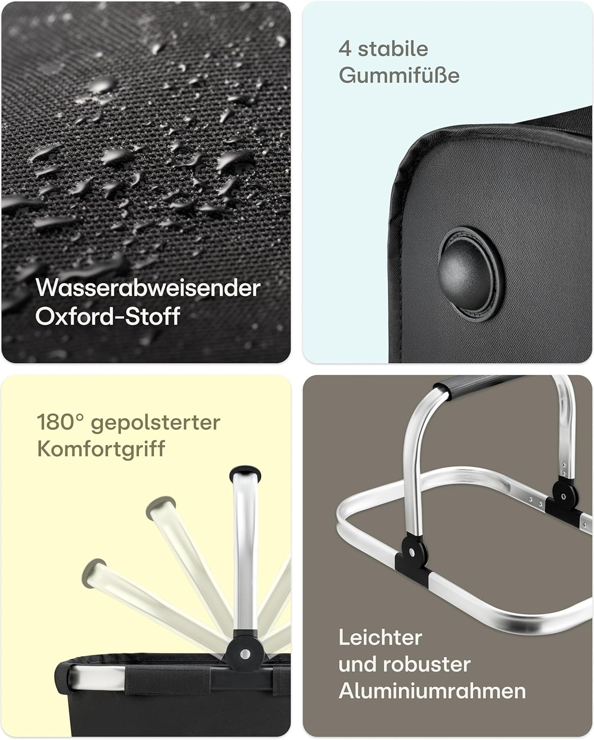 Detalle de Praknu Einkaufskorb Faltbar Klein – 2-in-1 Erweiterbar von 15L auf 35L, Abnehmbarer & Waschbarer Bezug