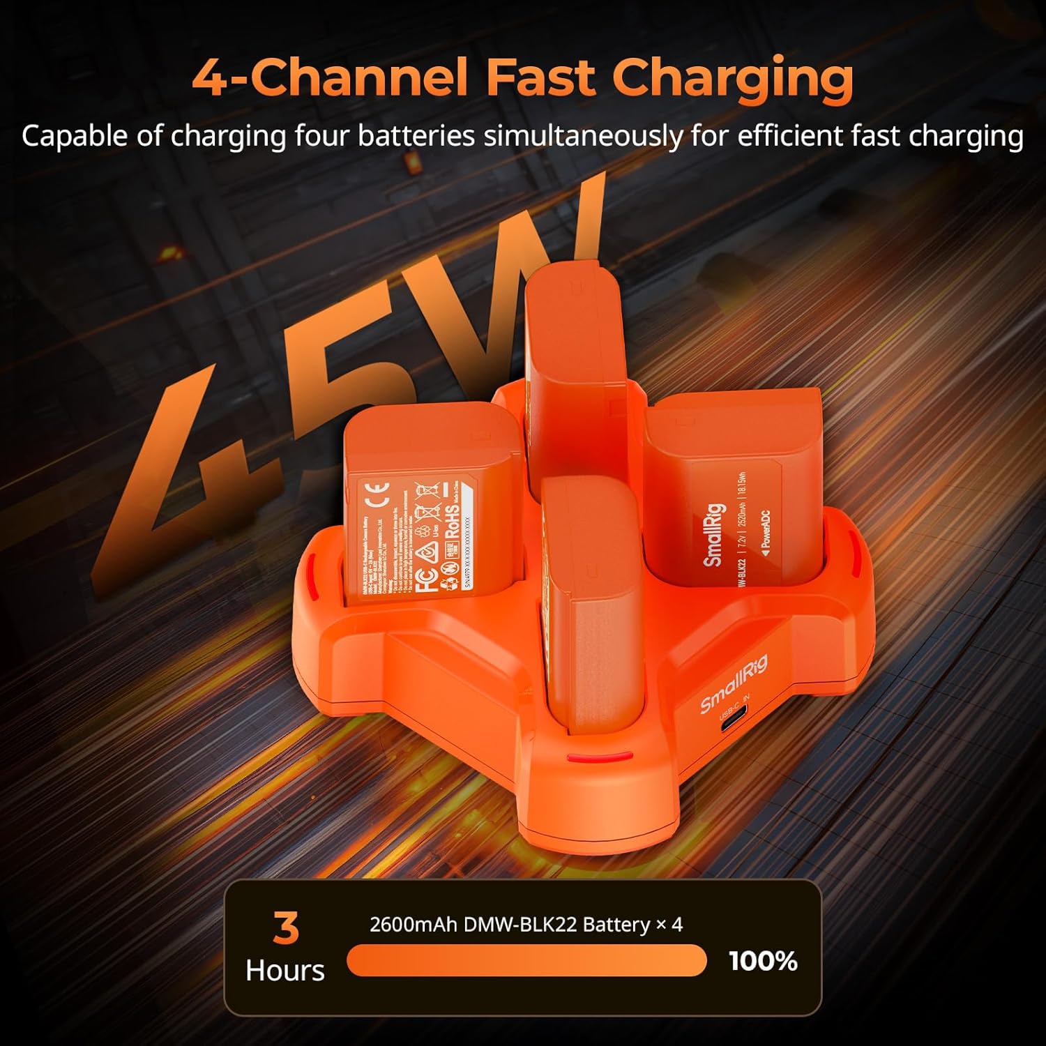Thumbnail 1 de SmallRig DMW-BLK22 : chargeur de batterie à 4 canaux pour Panasonic (charge rapide PD 45 W)