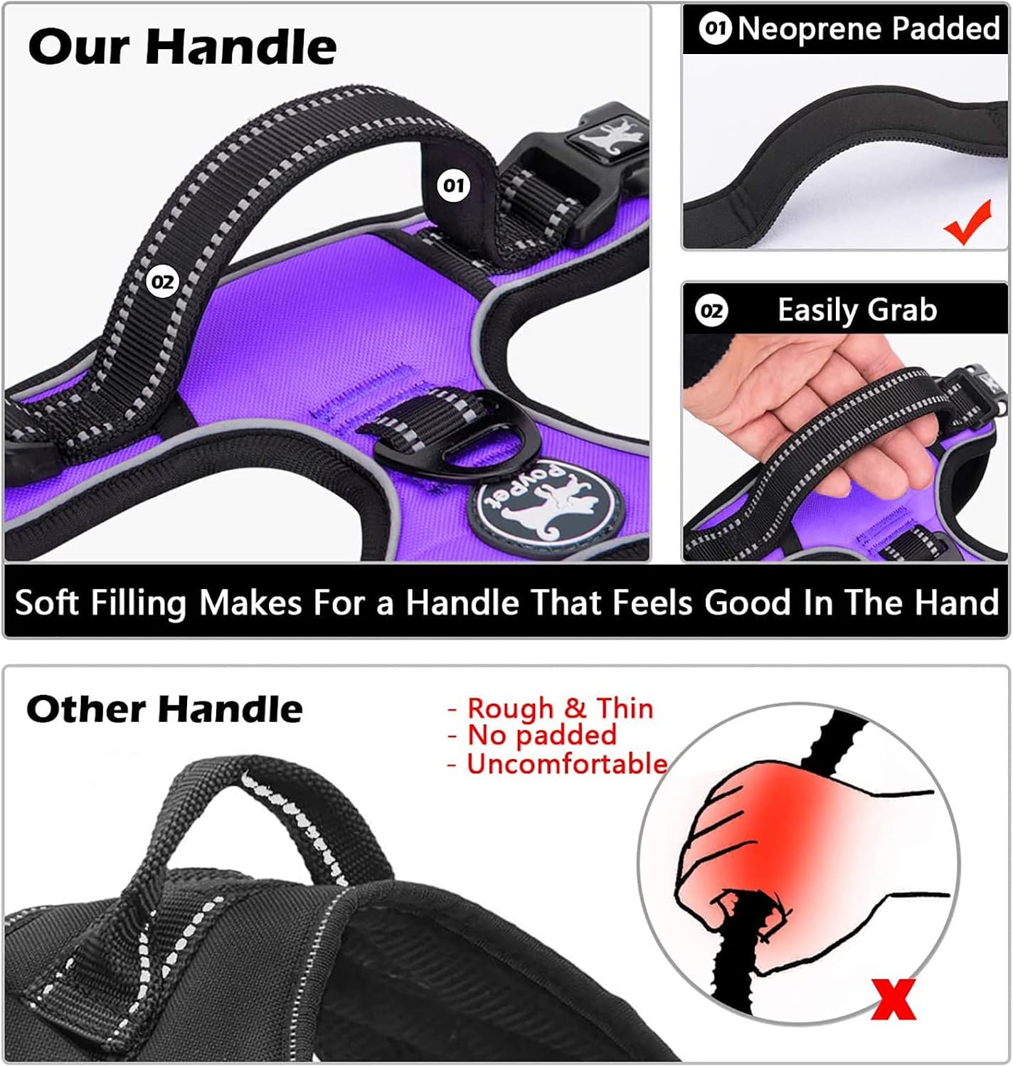 Thumbnail 4 de PoyPet No Pull Dog Harness with Neck Release Buckle for Medium Dogs Purple