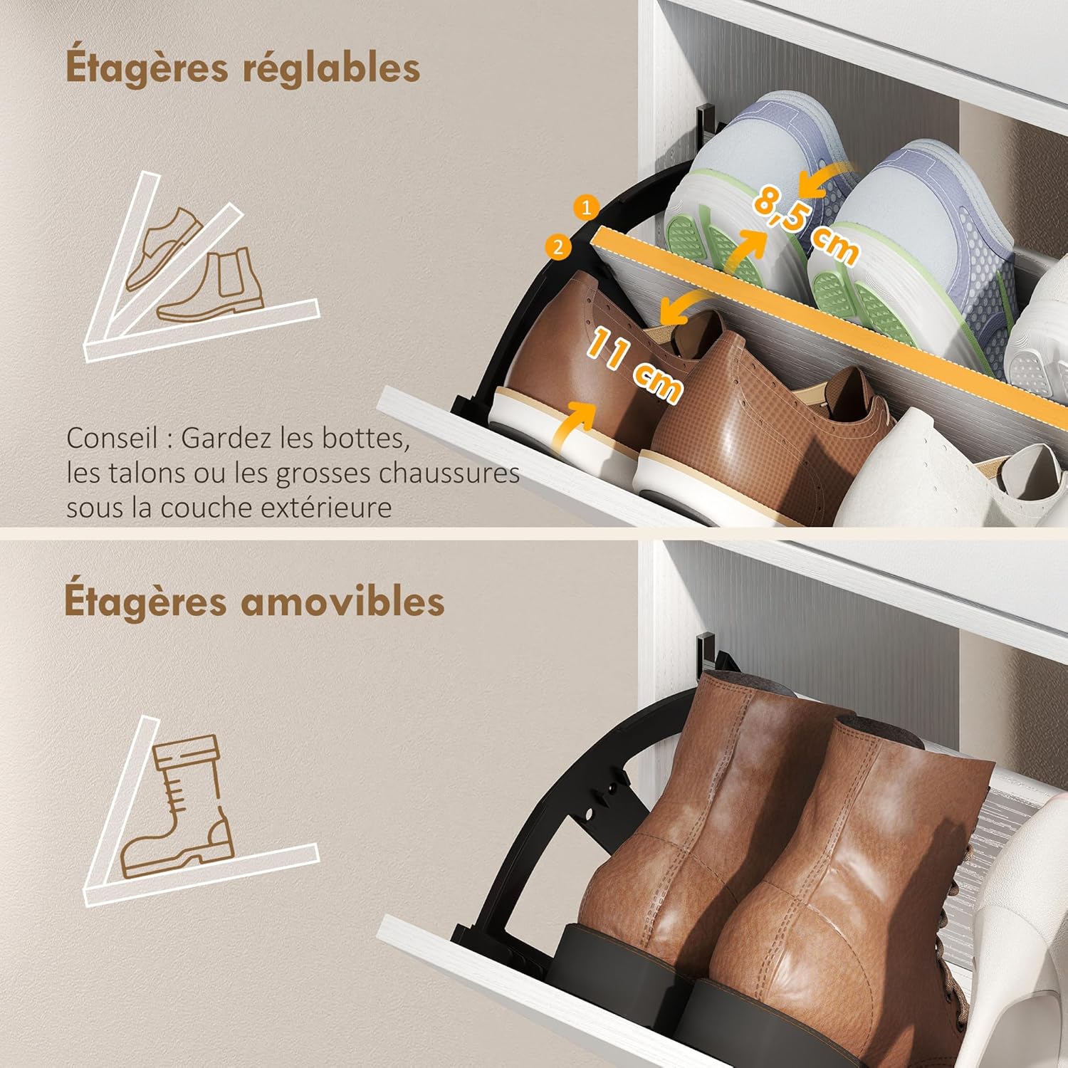 Thumbnail 5 de HOMCOM Meuble à Chaussures 12 Paires – Armoire étroite blanche