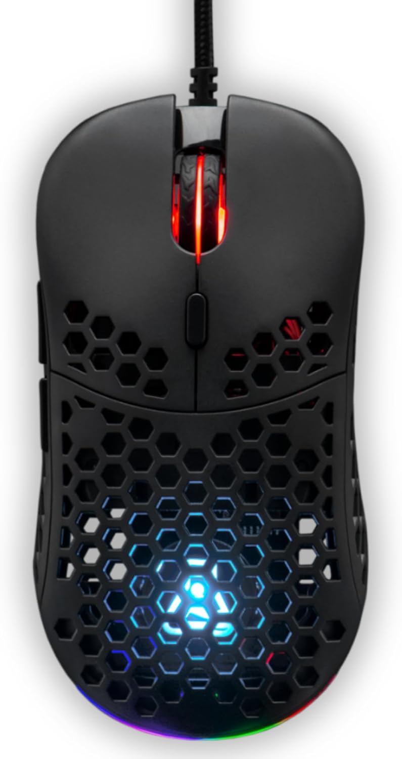 Detalle de THE G-LAB Kult Oxygen – Hochleistungs-Gaming-Maus mit Kabel, 12.800 DPI, 6 programmierbare Tasten, 60 g
