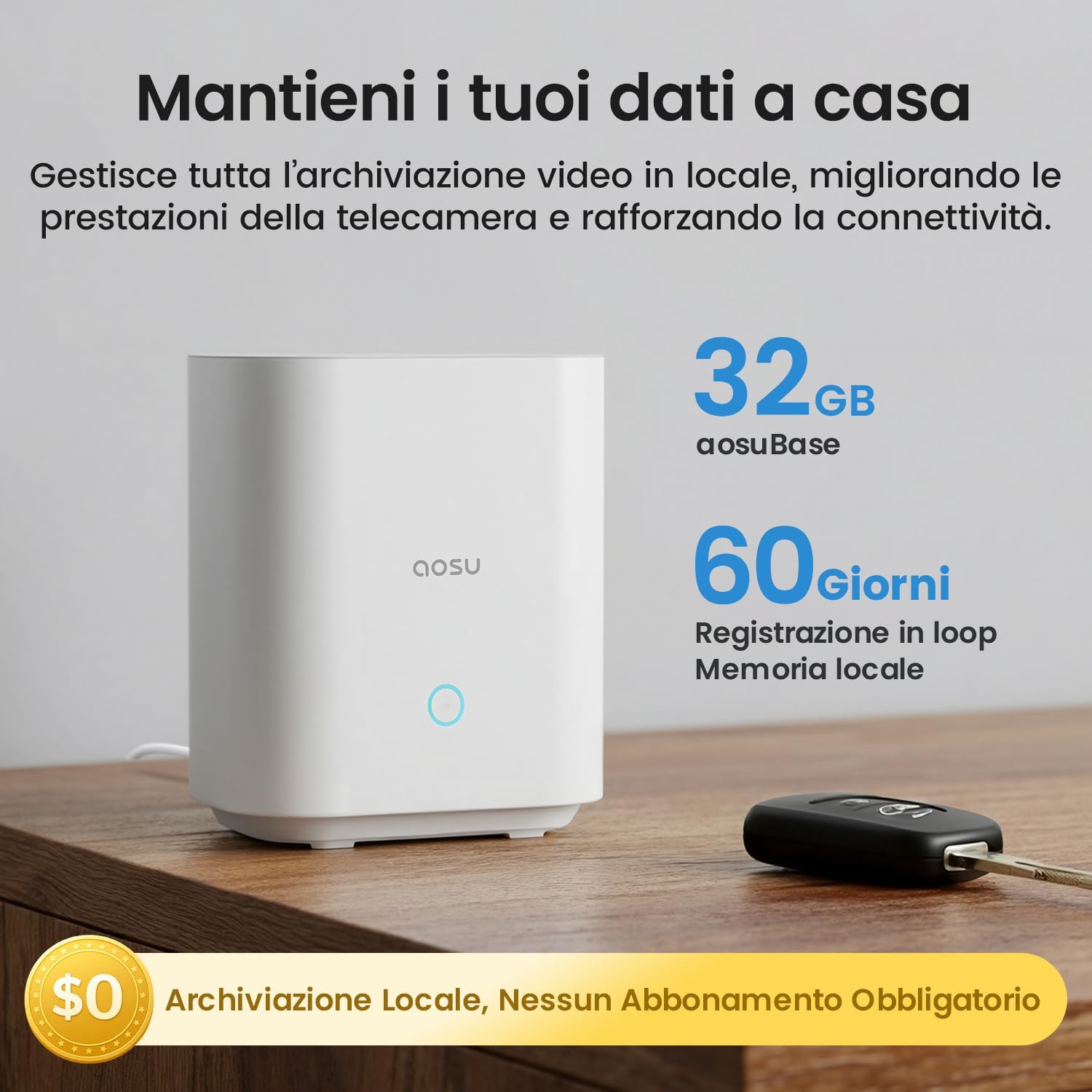 Thumbnail 3 de Aosu C7S Kit Sorveglianza Solare Esterno 3K con 4 Telecamere, Aosubase 32GB, No Abbonamento