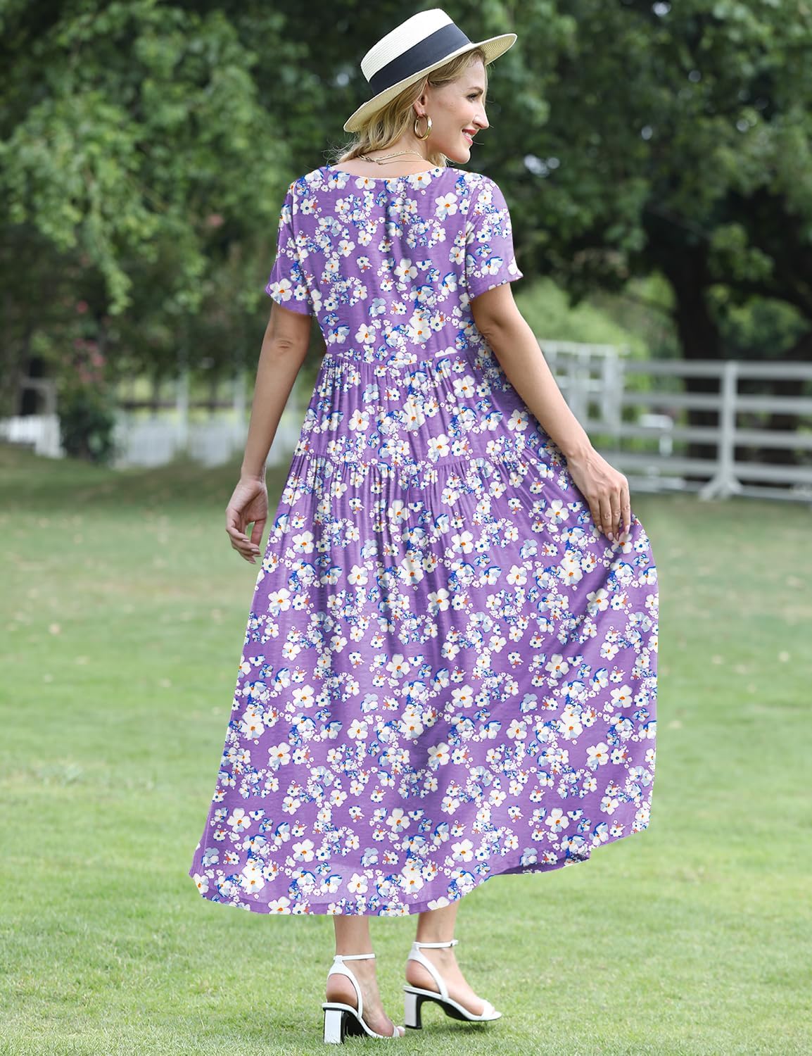 Thumbnail 3 de YESNO Women Casual Loose Bohemian Floral Maxi Dress with Pockets