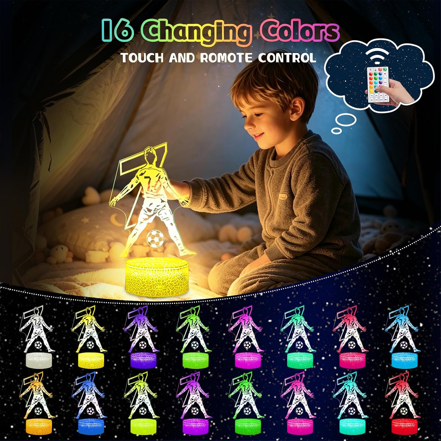 Thumbnail 1 de Football Gifts for Boys – Ronaldo Lamp (2 Patterns) 3D LED Night Light