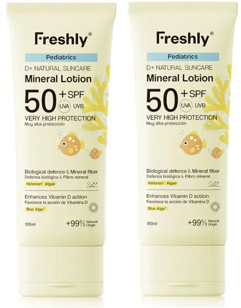Detalle de Freshly Kids Pediatrics D+ Natural Suncare Mineral Lotion SPF50 2x100 ml