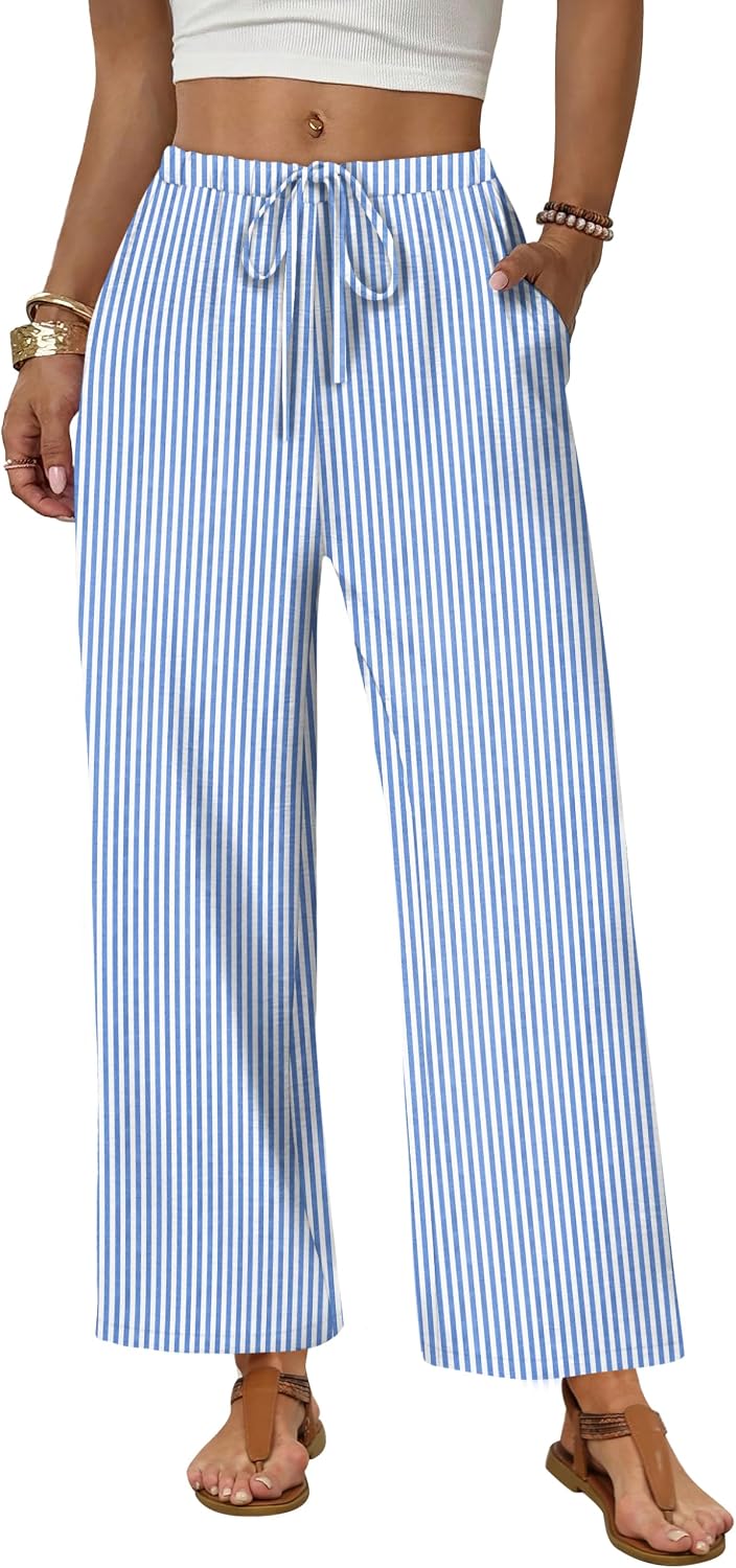 Thumbnail 6 de Sampeel Wide Leg Pants for Women: Casual Palazzo with Drawstring Elastic Waist and Pockets