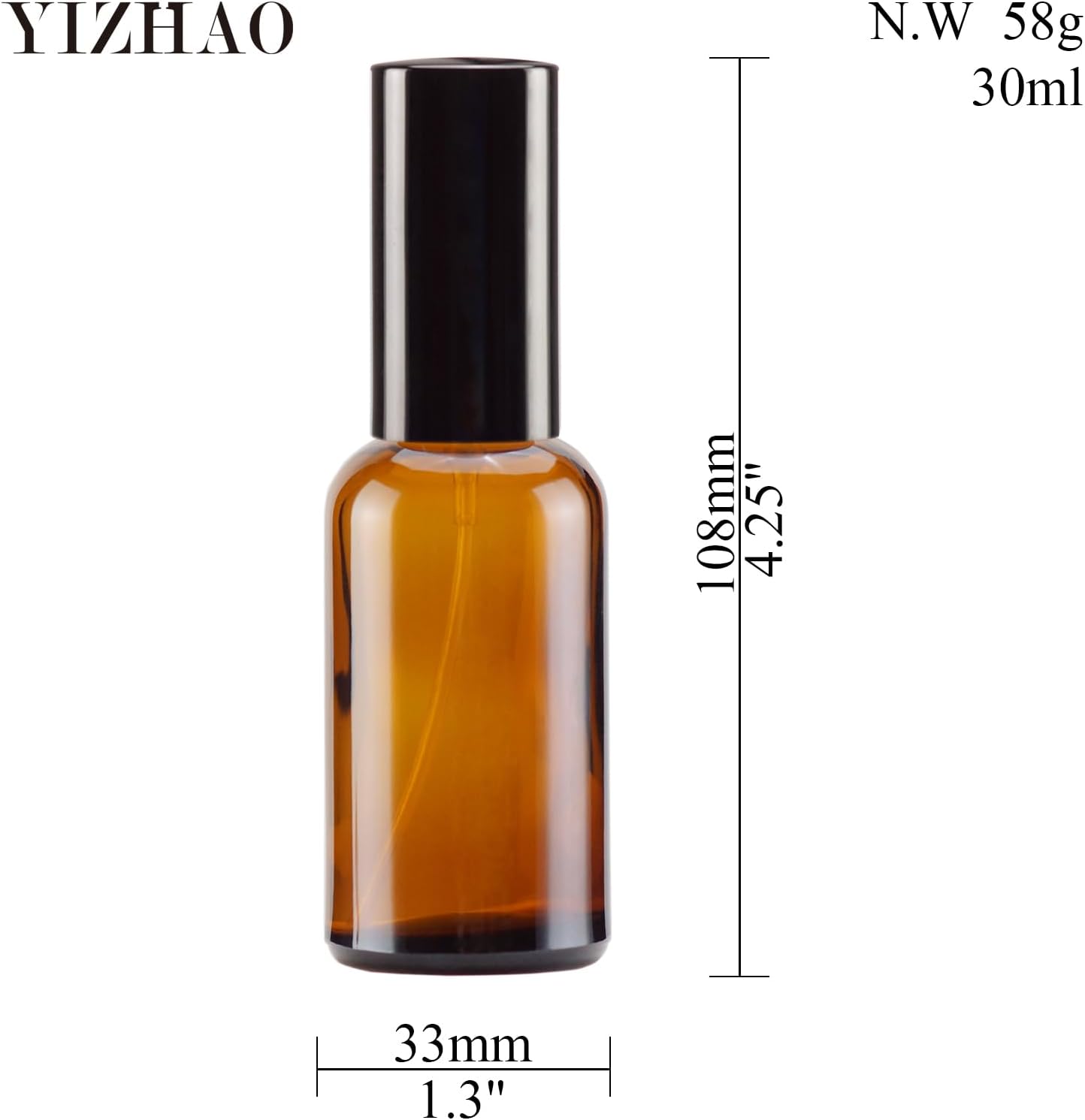 Thumbnail 1 de YIZHAO Bottiglie Spray Vetro 30ml Ambra ×6 con Spruzzatore Metallico e Accessori – Set per Oli Essenziali, Profumi e Cosmesi