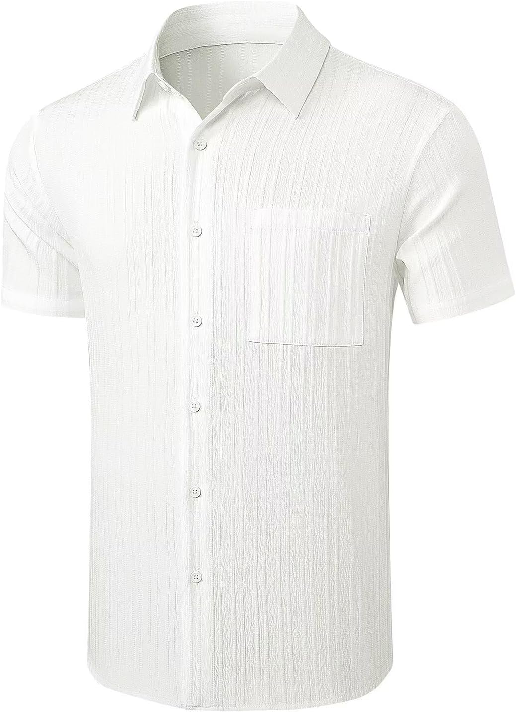 Thumbnail 4 de JMIERR ZM5M255767-P Men's Short-Sleeve Button-Up Shirt, Textured Polyester