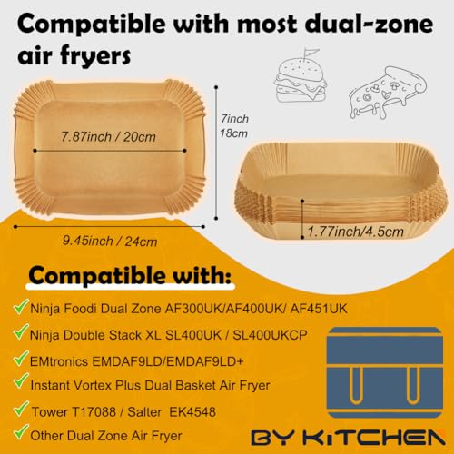 Detalle 2 de BYKITCHEN Papier cuisson air fryer Ninja Double Stack XL — 120 feuilles, pratique et propre