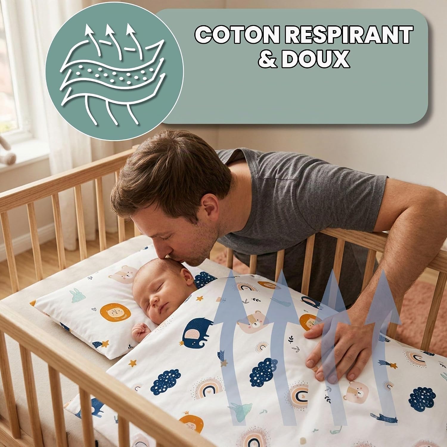 Thumbnail 4 de Totsy Baby HU-XI-141 babybeddengoedset 100 x 135 cm in katoen met safarimotief