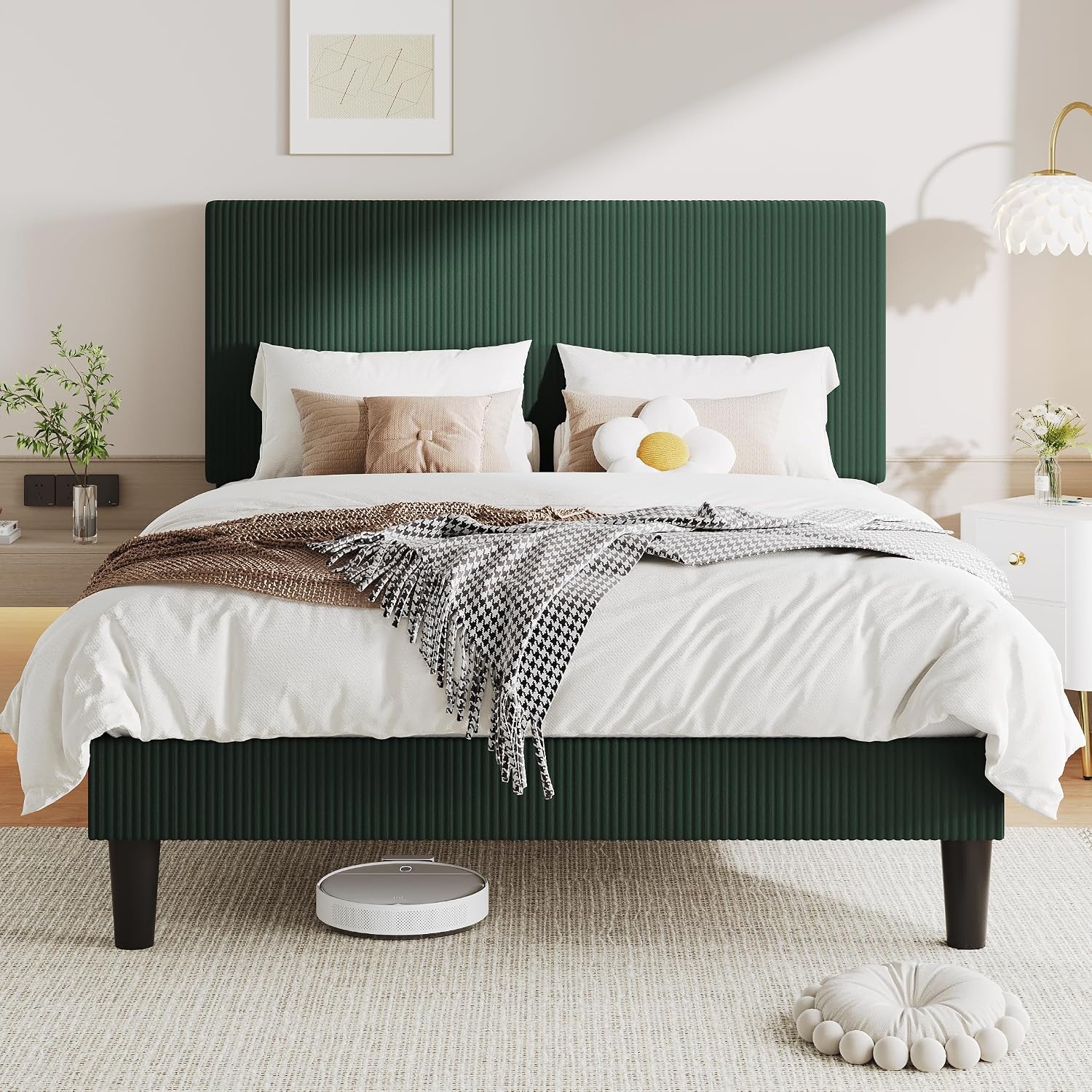 Detalle de Allewie Full Bed Frame, Corduroy