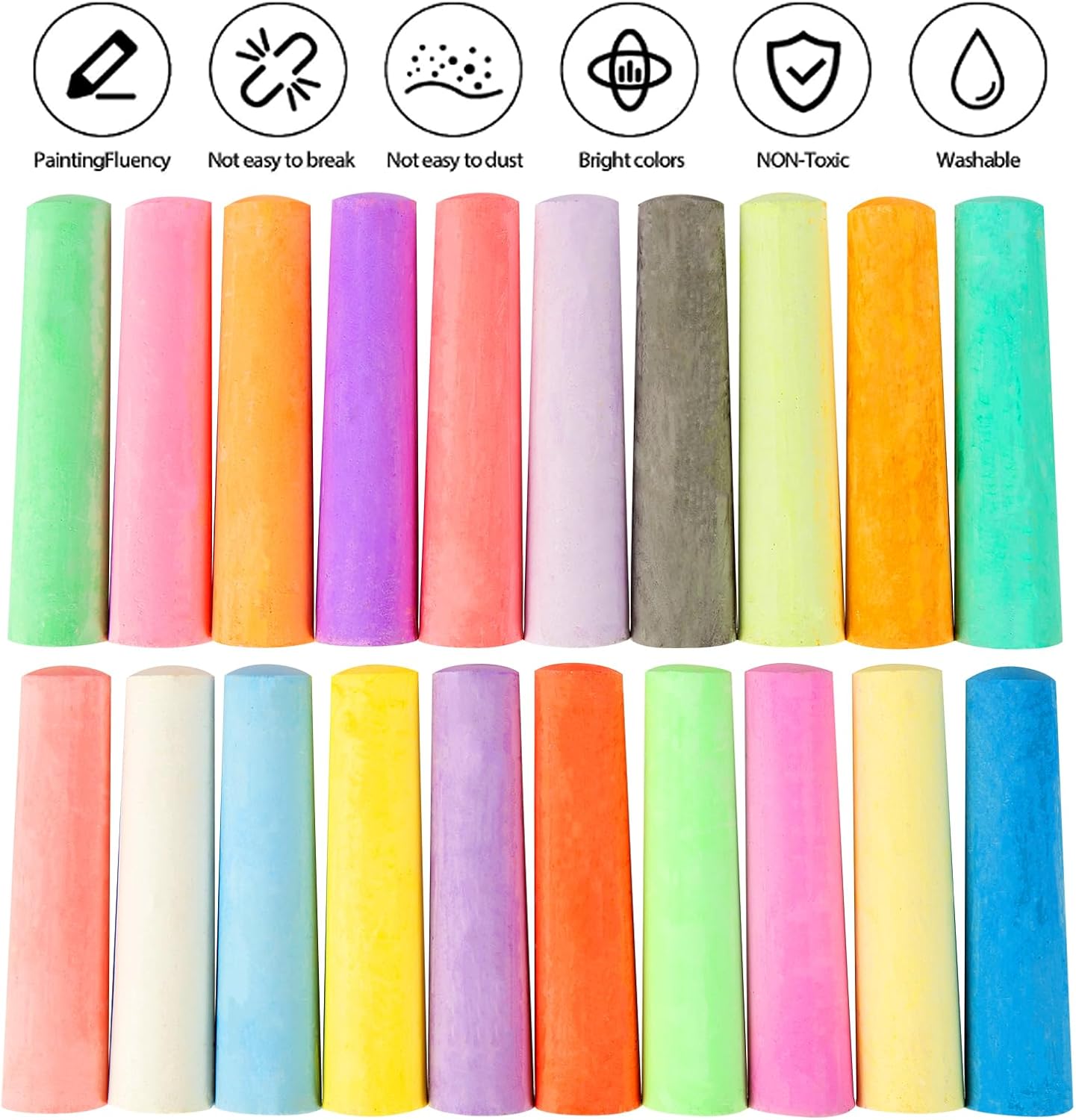 Detalle de FELIZROCA 180PCS Sidewalk Chalk Set in 20 Colors — Non-Toxic, Washable Outdoor Chalk for Kids