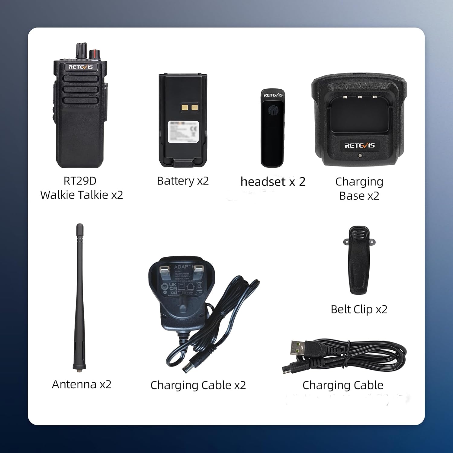 Thumbnail 6 de Retevis RT29D Digital Walkie Talkie: IP67 Waterproof Two-Way Radio (2-Pack) with 3200mAh Battery