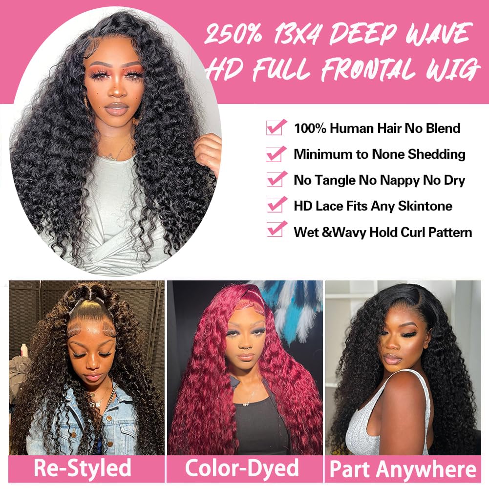 Thumbnail 4 de Armodeo 250 Density 30 Inch Deep Wave Lace Front Wig — 100% Human Hair, Pre-Plucked, 13x4 Lace Front