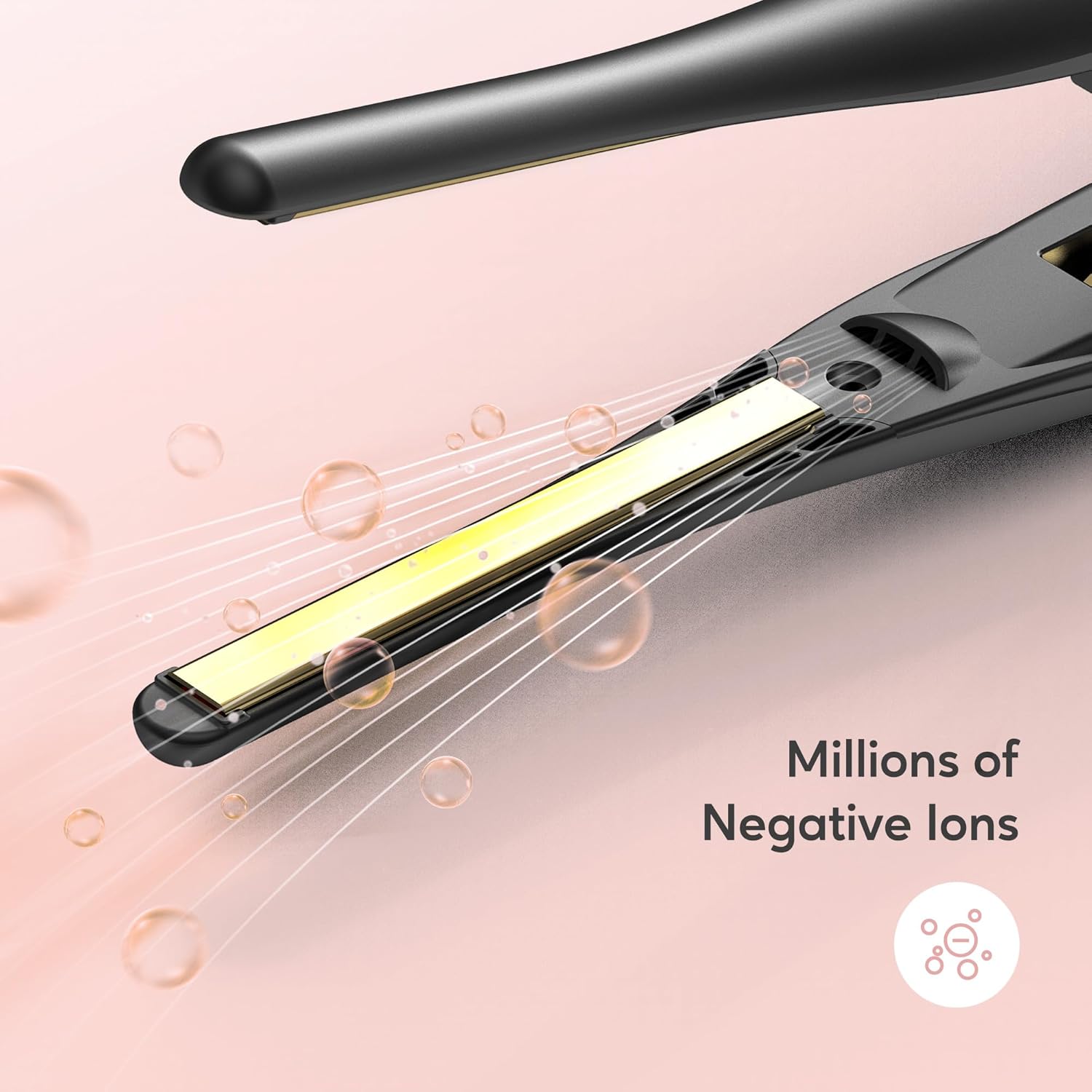 Detalle de ORYNNE 3/10in Small Flat Iron for Short Hair, Pixie Cuts & Edges (Champagne Gold)