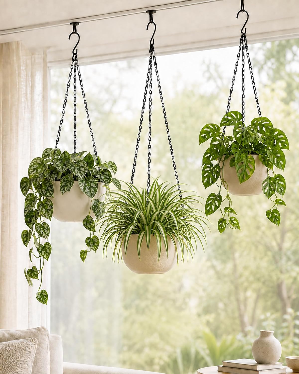 Detalle de Bamworld XGS01-HS-3PCS 18-Inch Black Hanging Chains, 3-Pack for Planters