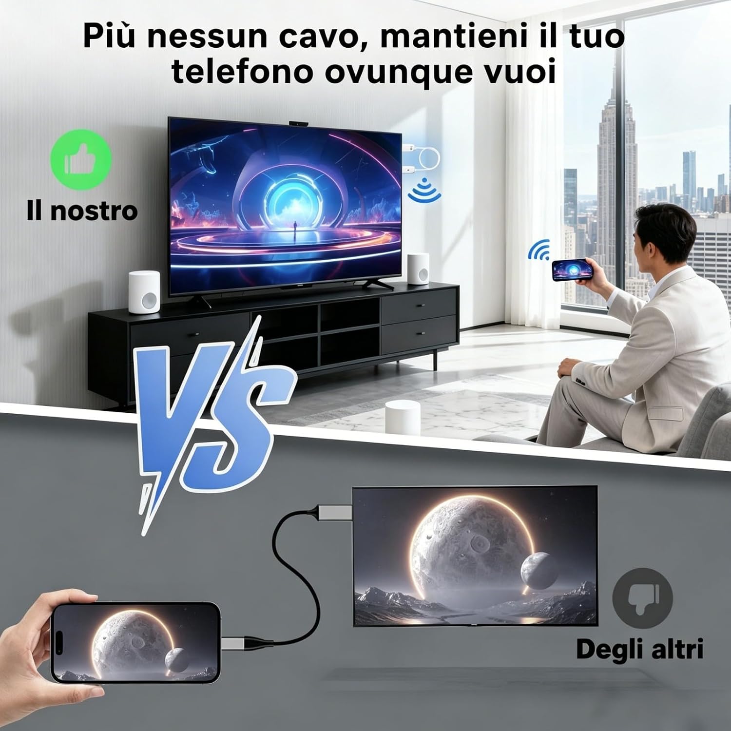 Detalle 1 de FEINODI adattatore HDMI wireless 60 GHz