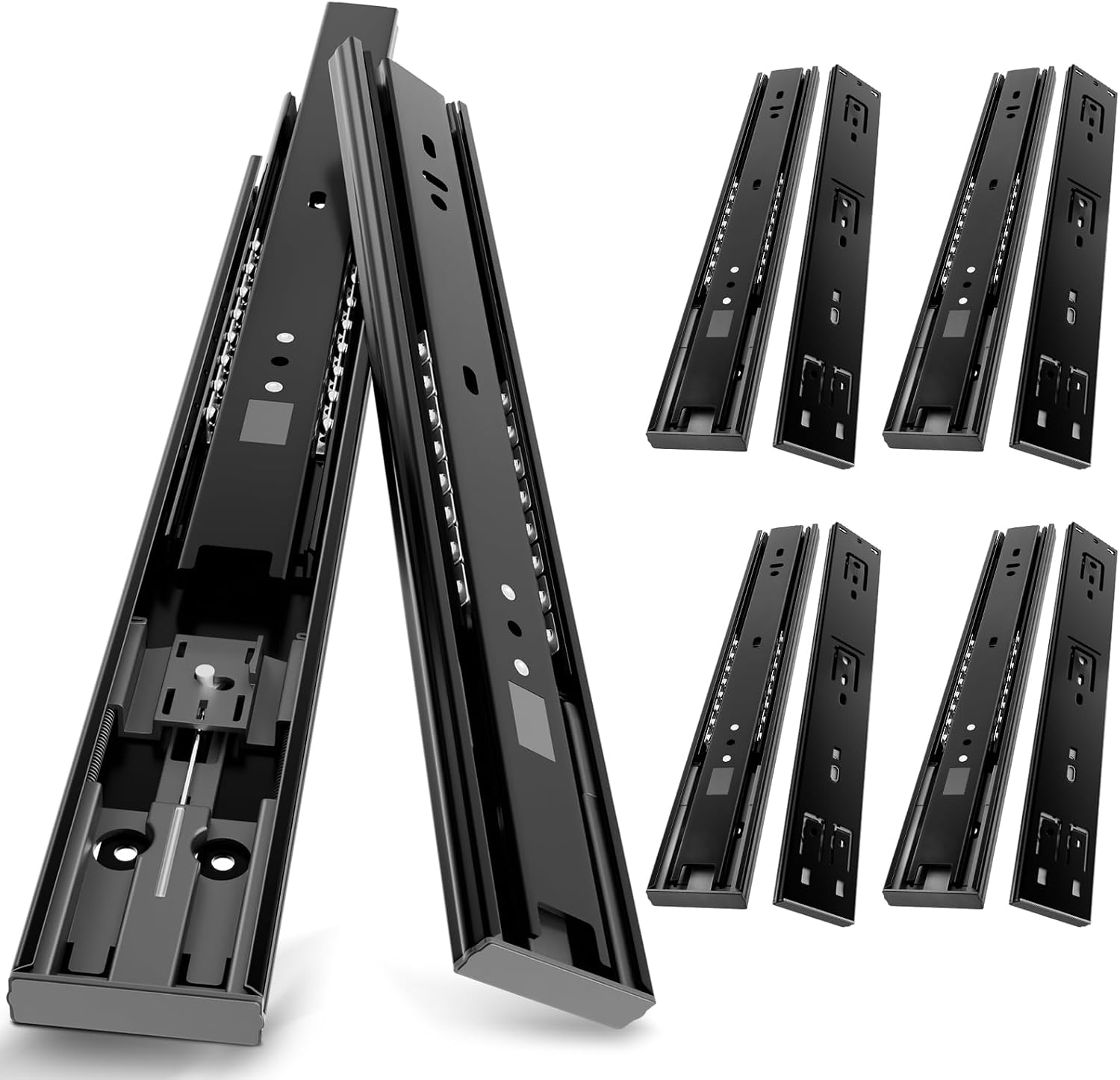 AOLISHENG Schubladenschienen 450 mm Vollauszug mit Soft-Close – 5 Paar, 45 kg Tragkraft, für Küchenschubladen