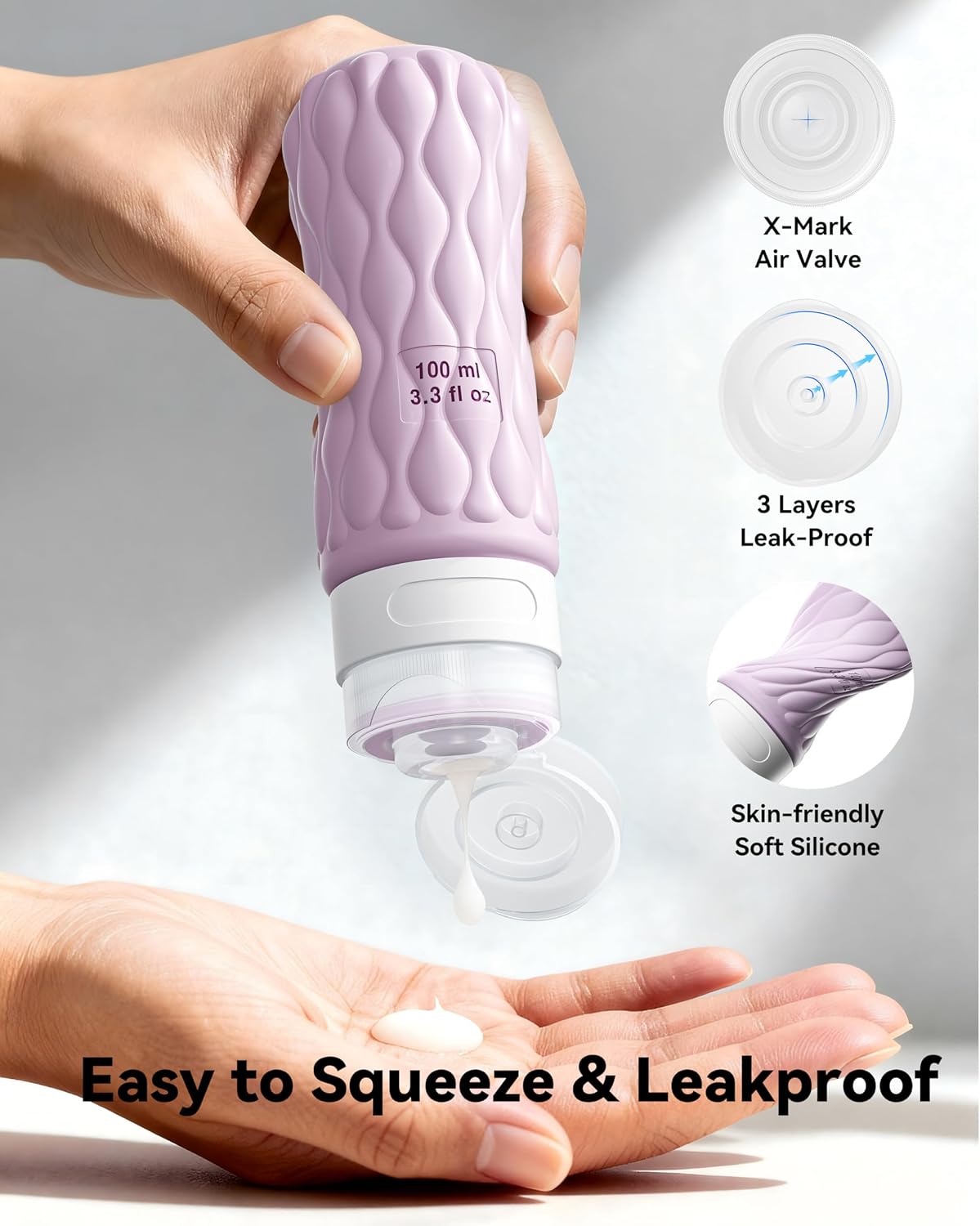 Thumbnail 2 de 8 Pack Silicone Travel Bottles for Toiletries with Labels and Clear Bag – Leakproof, TSA-Approved Travel Containers