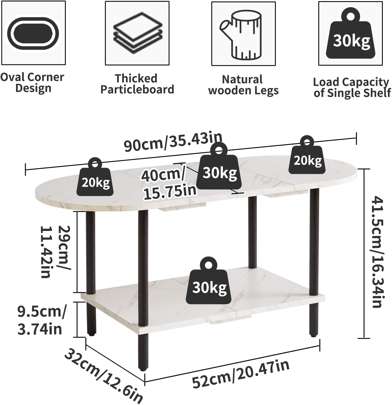 Thumbnail 2 de Aibiju Coffee Table 35x16x17in