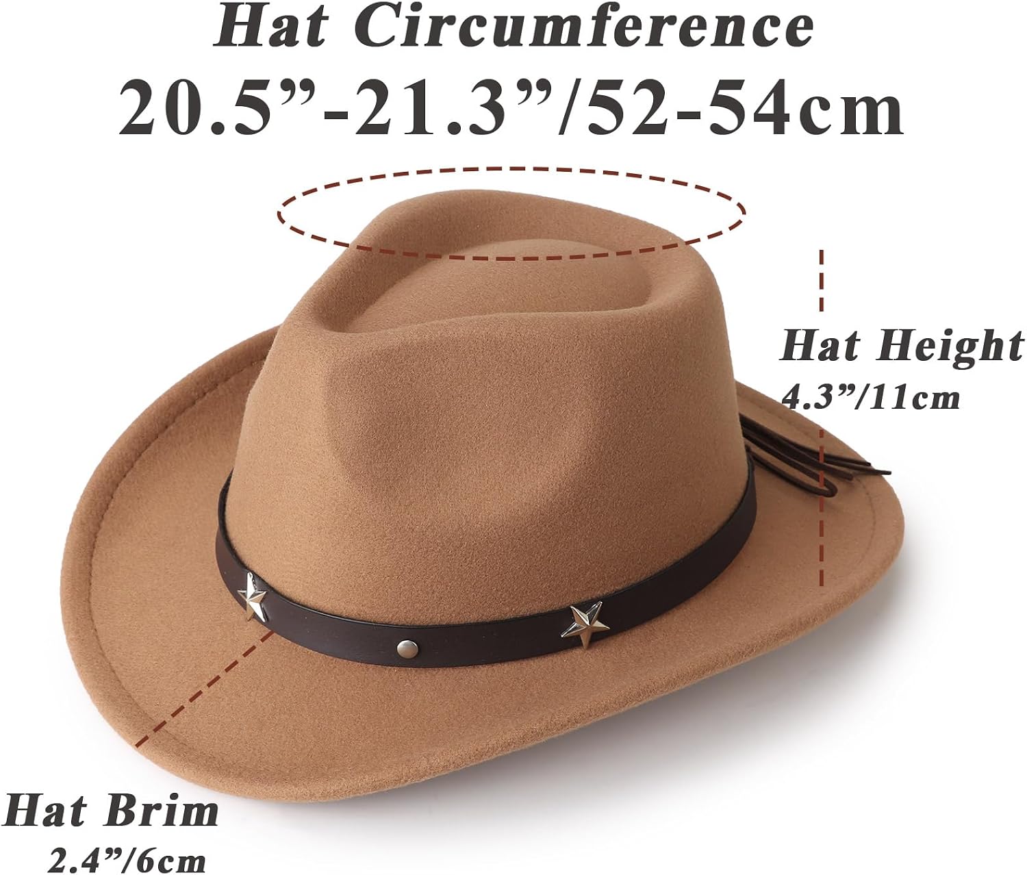 Detalle de DRESHOW Cowboyhut für Kinder – Unisex Fedora Westernhut mit Schnalle und Gürtel-Dekor, 4–12 Jahre