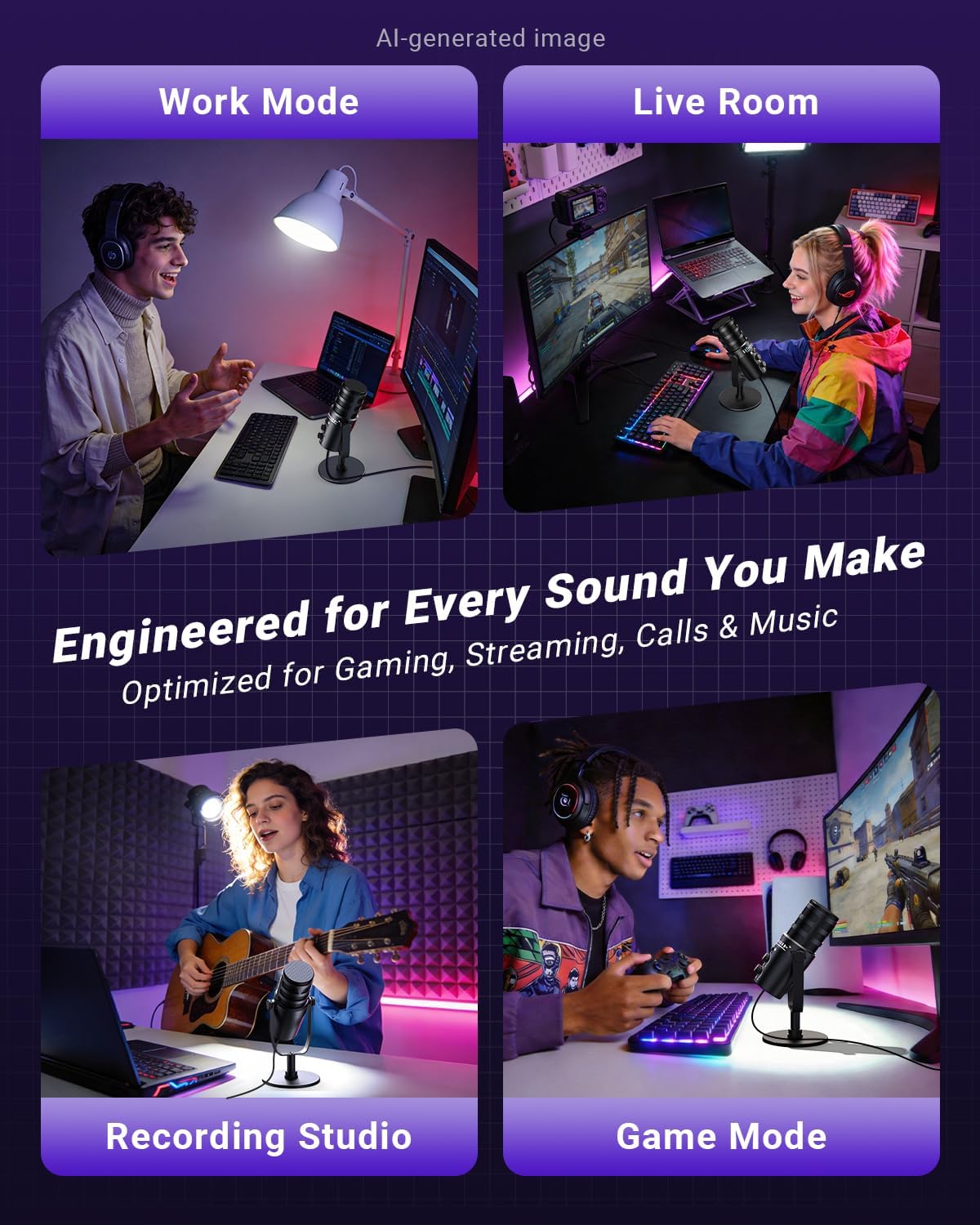 Thumbnail 6 de MIHUI MH-01 USB Microphone, RGB, One-Touch Mute and Gain Control